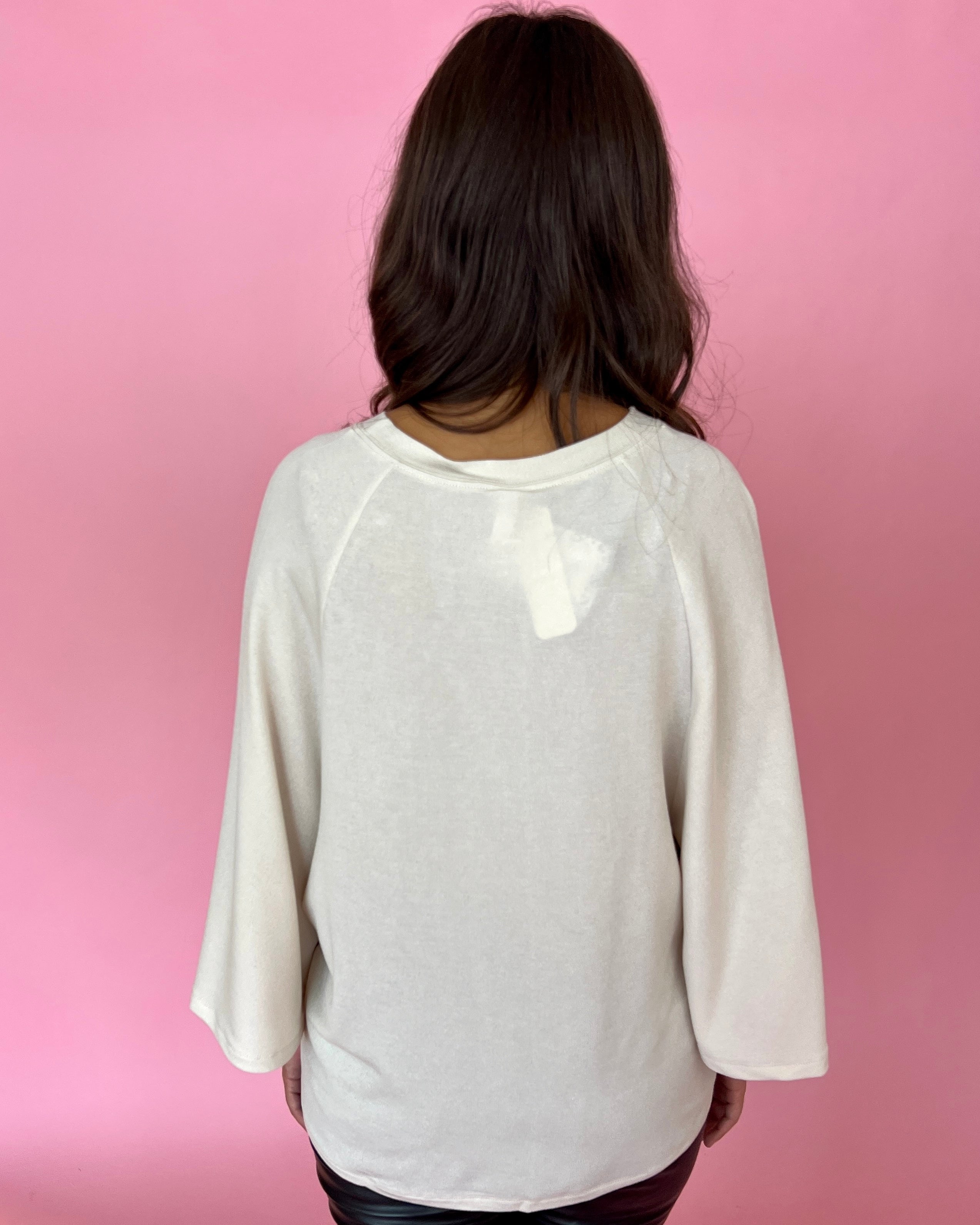Comfy And Cute Cream Raglan Sleeve Knit Top-Shop-Womens-Boutique-Clothing