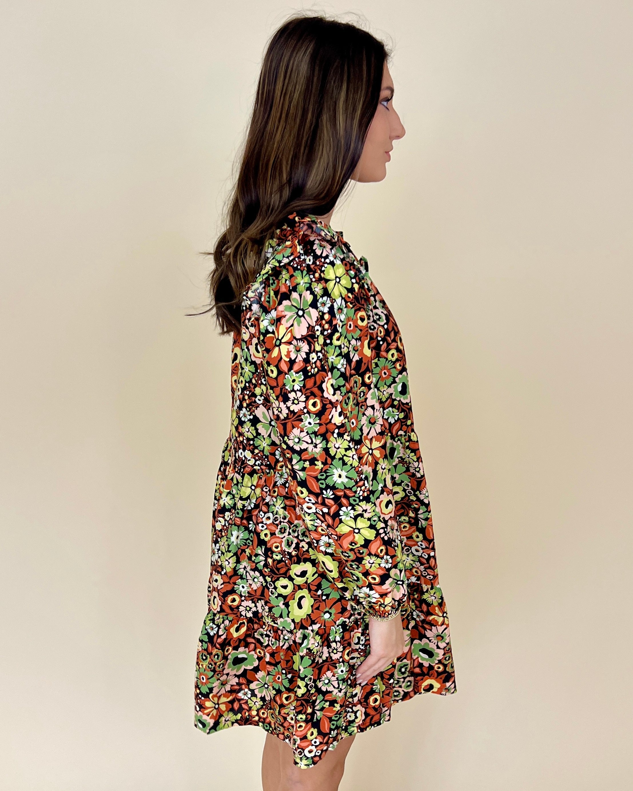 My Best Black Multi Floral Tiered Dress-Shop-Womens-Boutique-Clothing