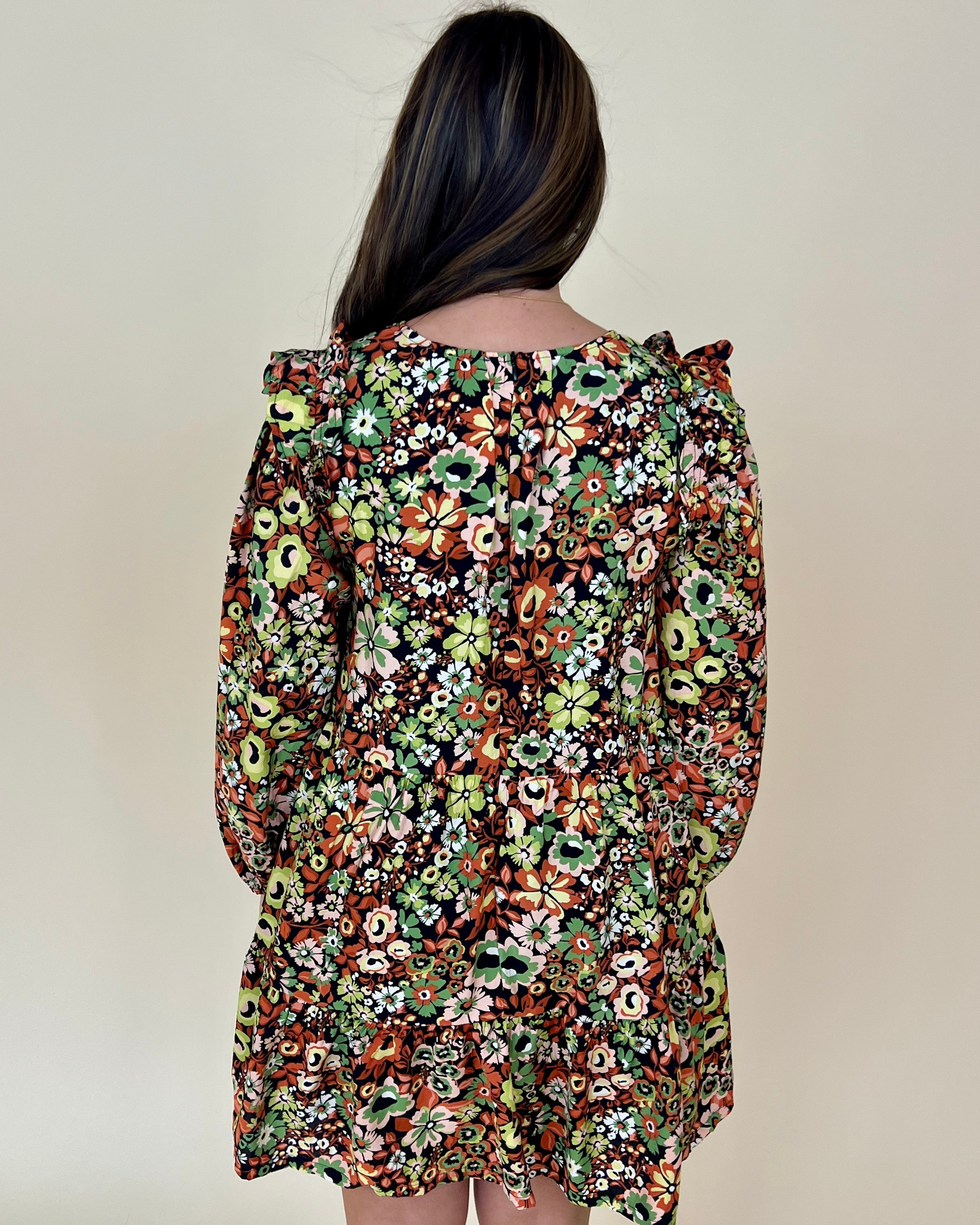 My Best Black Multi Floral Tiered Dress-Shop-Womens-Boutique-Clothing