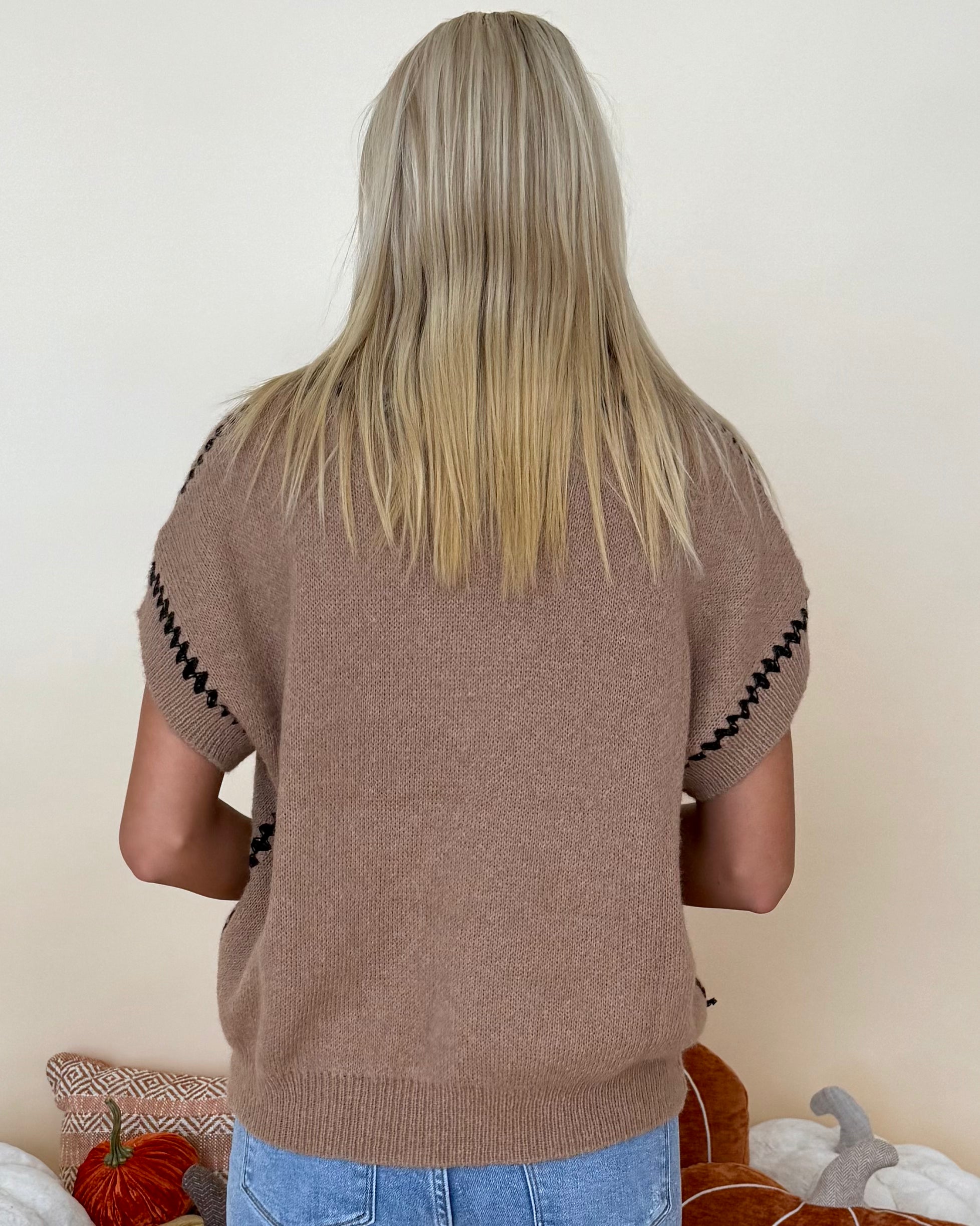 Coming Out Latte Sleeveless Stitch Sweater-Shop-Womens-Boutique-Clothing