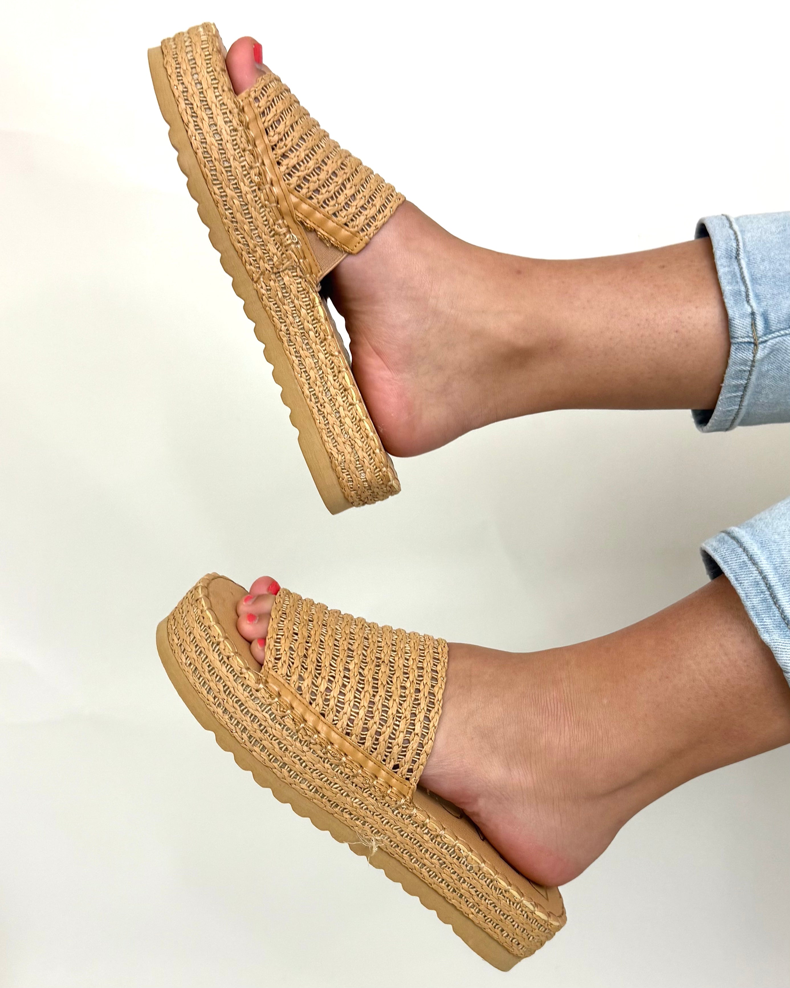 Sara Camel Raffia Platform Sandal-Shop-Womens-Boutique-Clothing