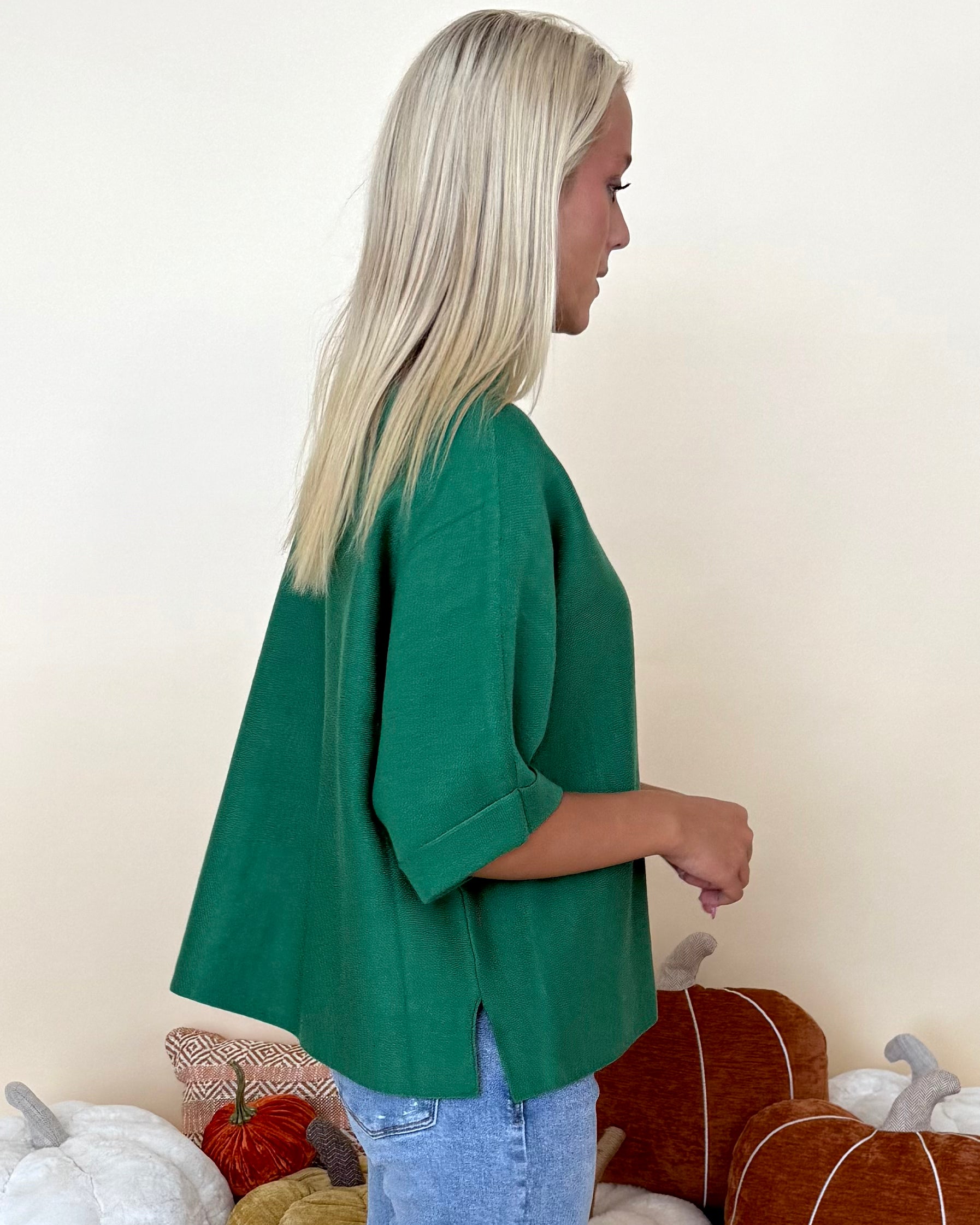 Woodland Wanderer Hunter Green Mock Neck Sweater-Shop-Womens-Boutique-Clothing