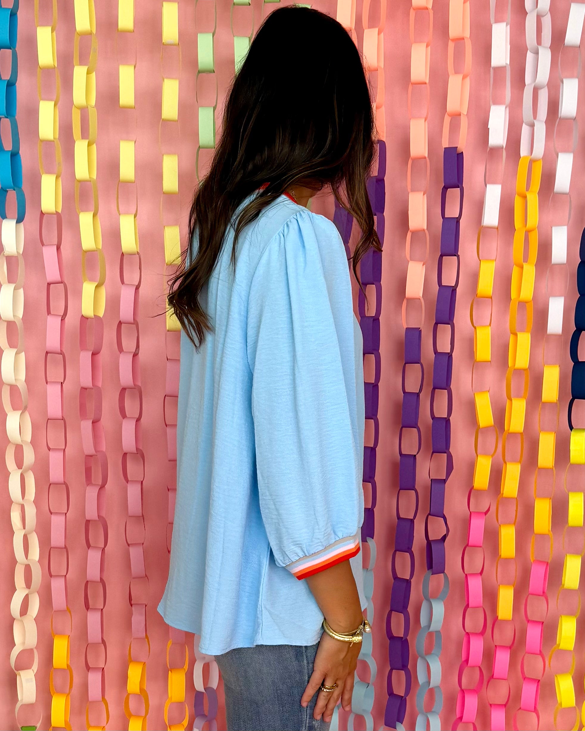 The Charmer Sky Blue Peasant Top-Shop-Womens-Boutique-Clothing