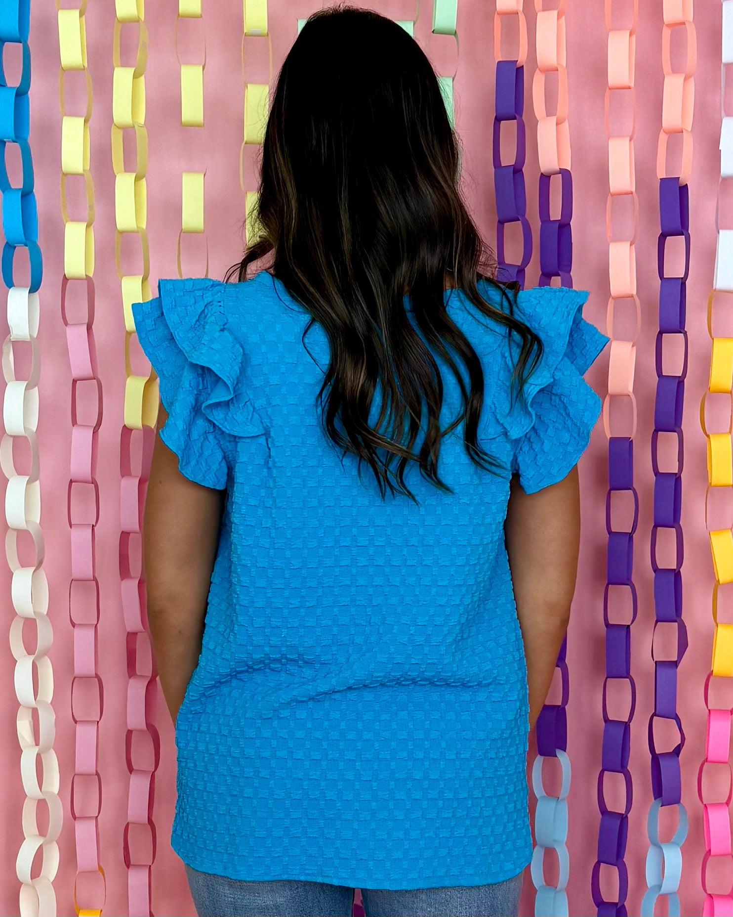 Feeling Bold Azure Jacquard Top-Shop-Womens-Boutique-Clothing