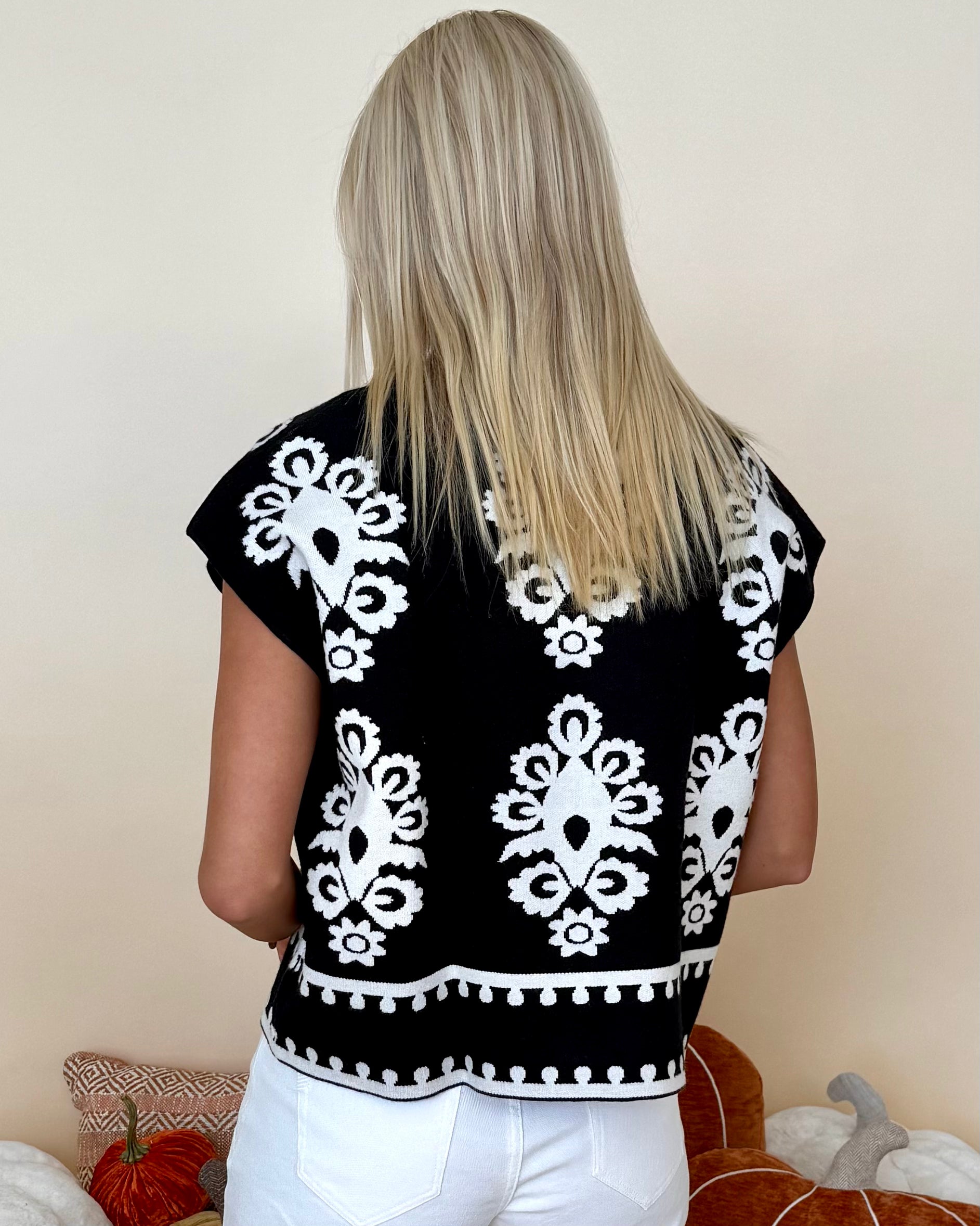 Sweet View Black Damask Sweater-Shop-Womens-Boutique-Clothing