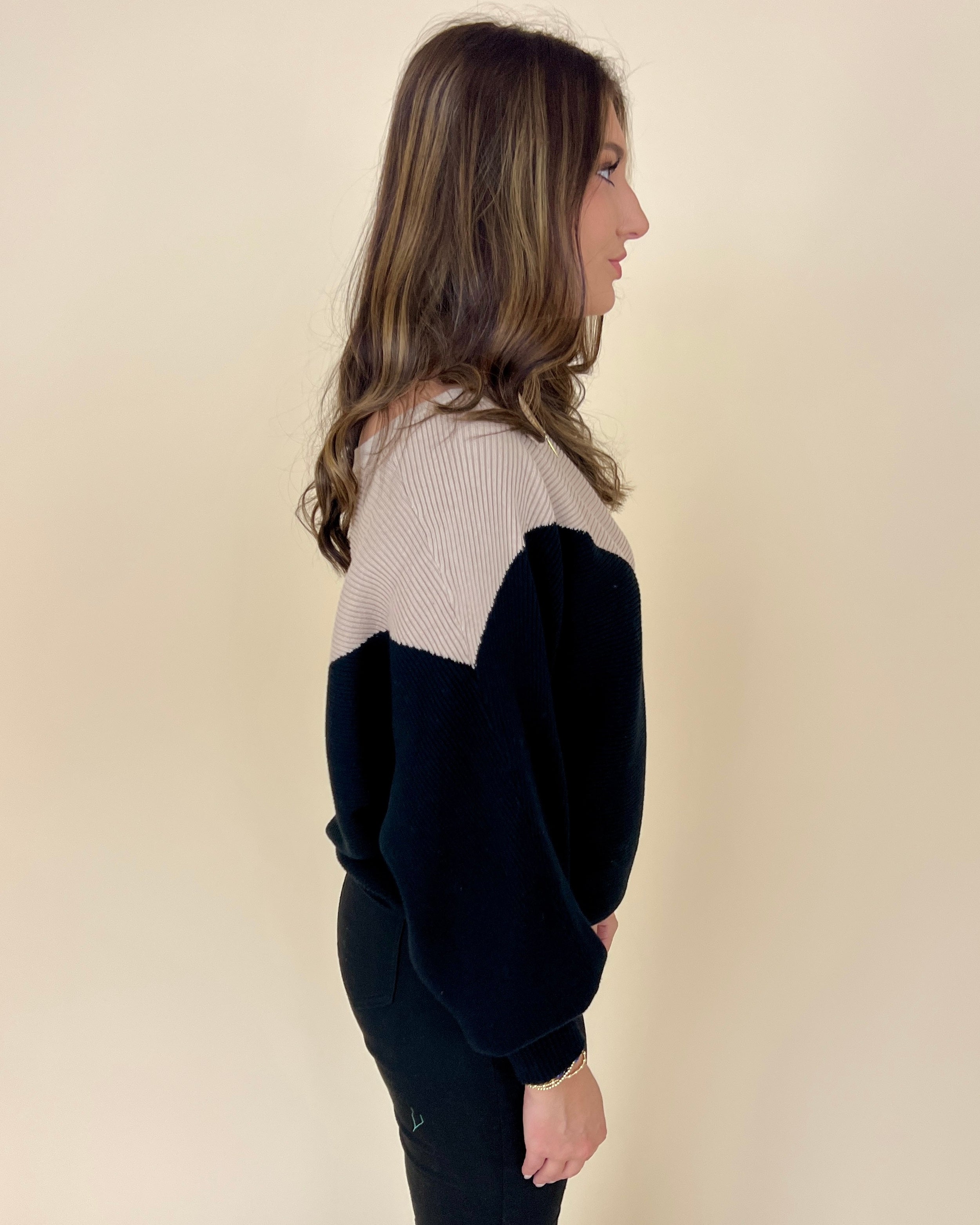 Little Details Black/Coco Two Tone Sweater-Shop-Womens-Boutique-Clothing