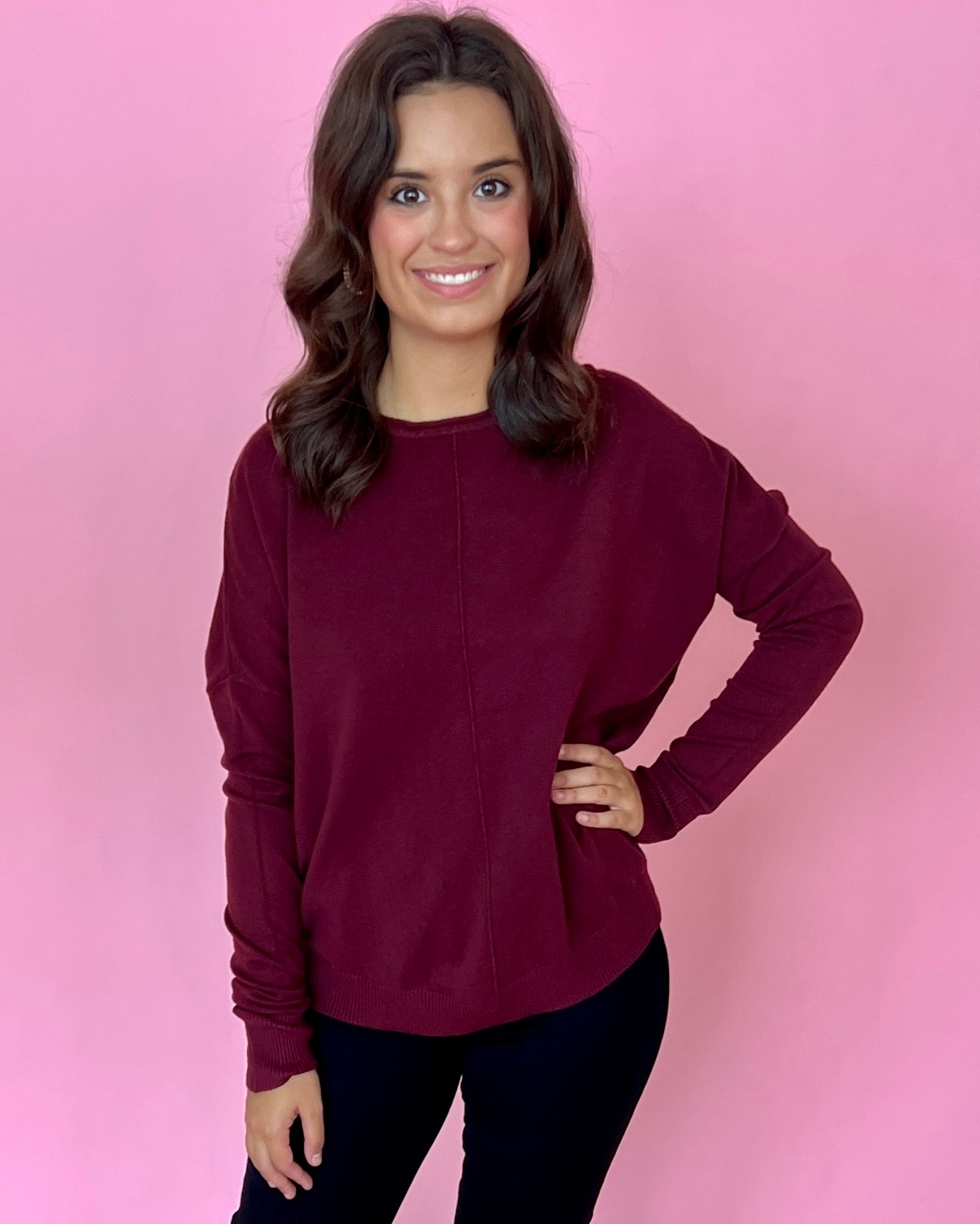 Tucked Away Maroon Sweater-Shop-Womens-Boutique-Clothing