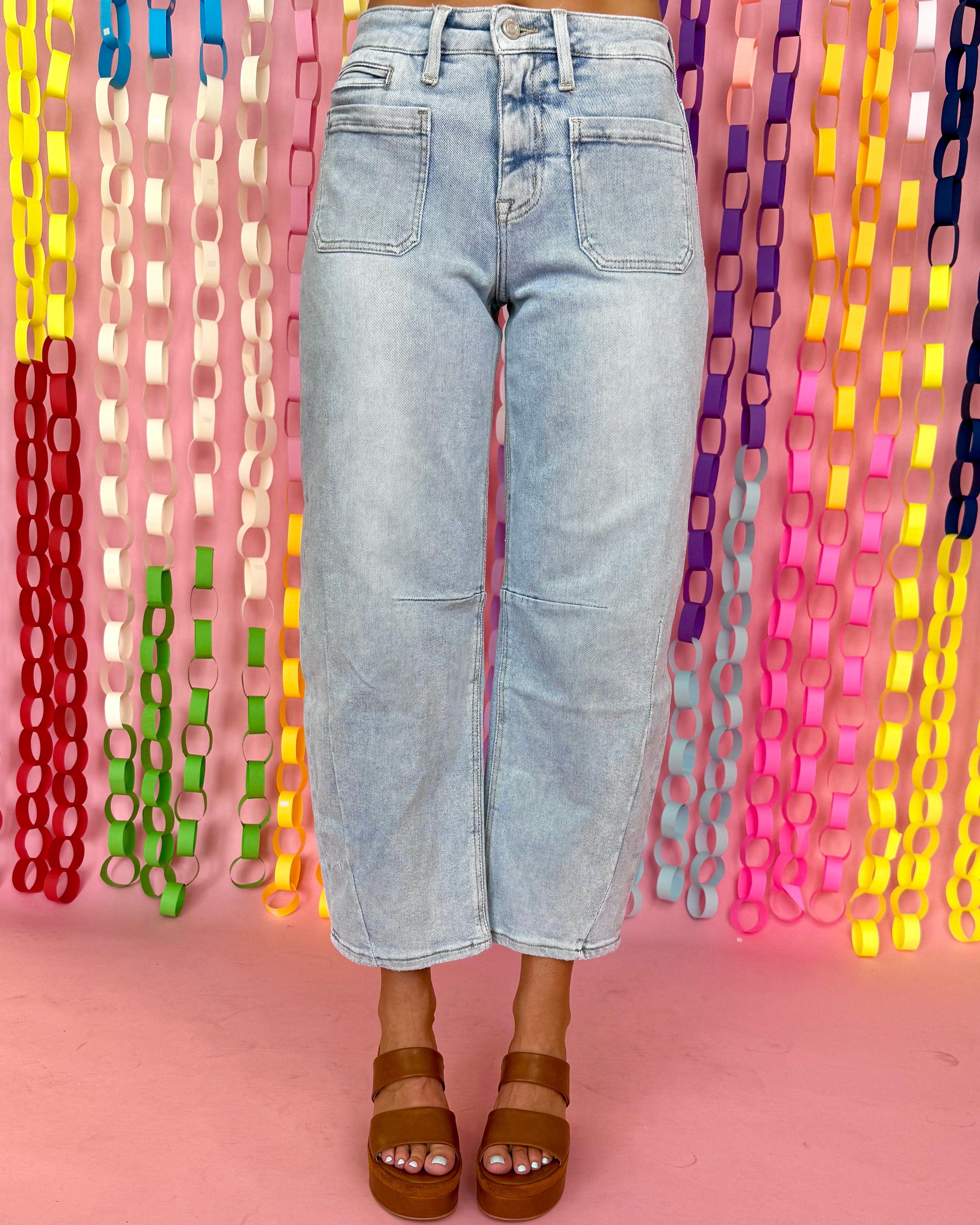 Start It Off Light Denim Barrel Leg Jeans-Shop-Womens-Boutique-Clothing