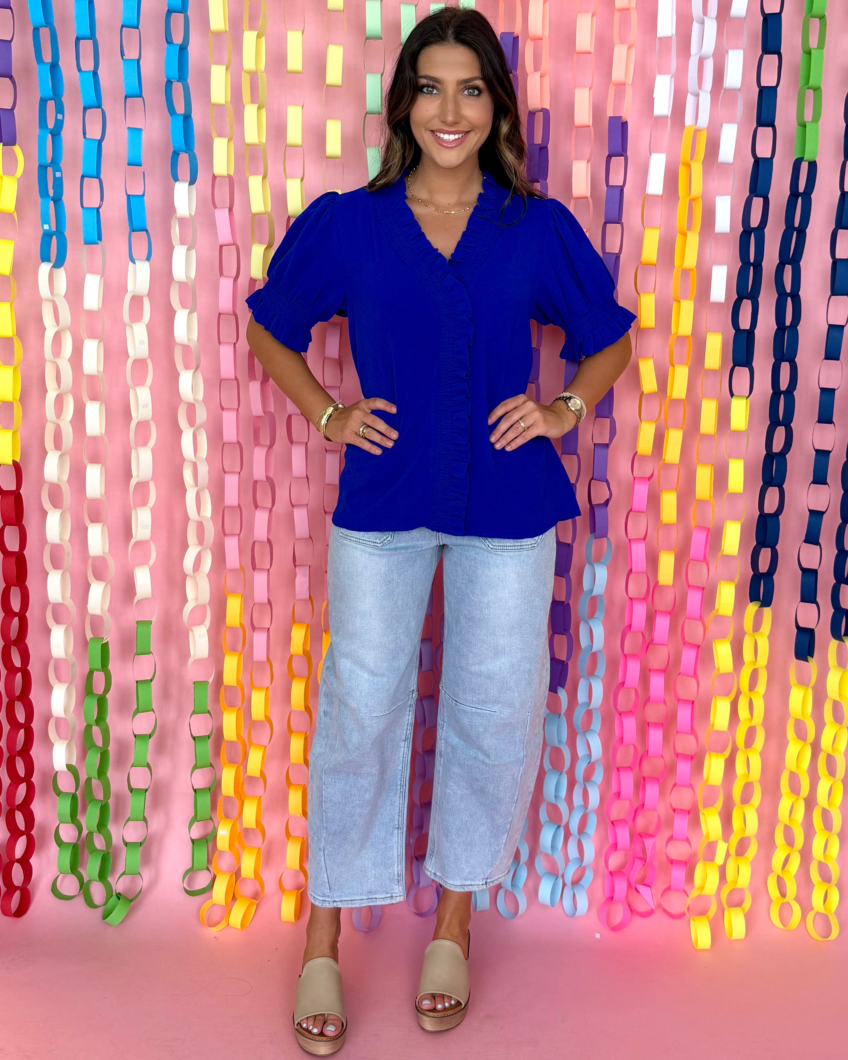 Work Of Art Royal Smocked Frill Top-Shop-Womens-Boutique-Clothing