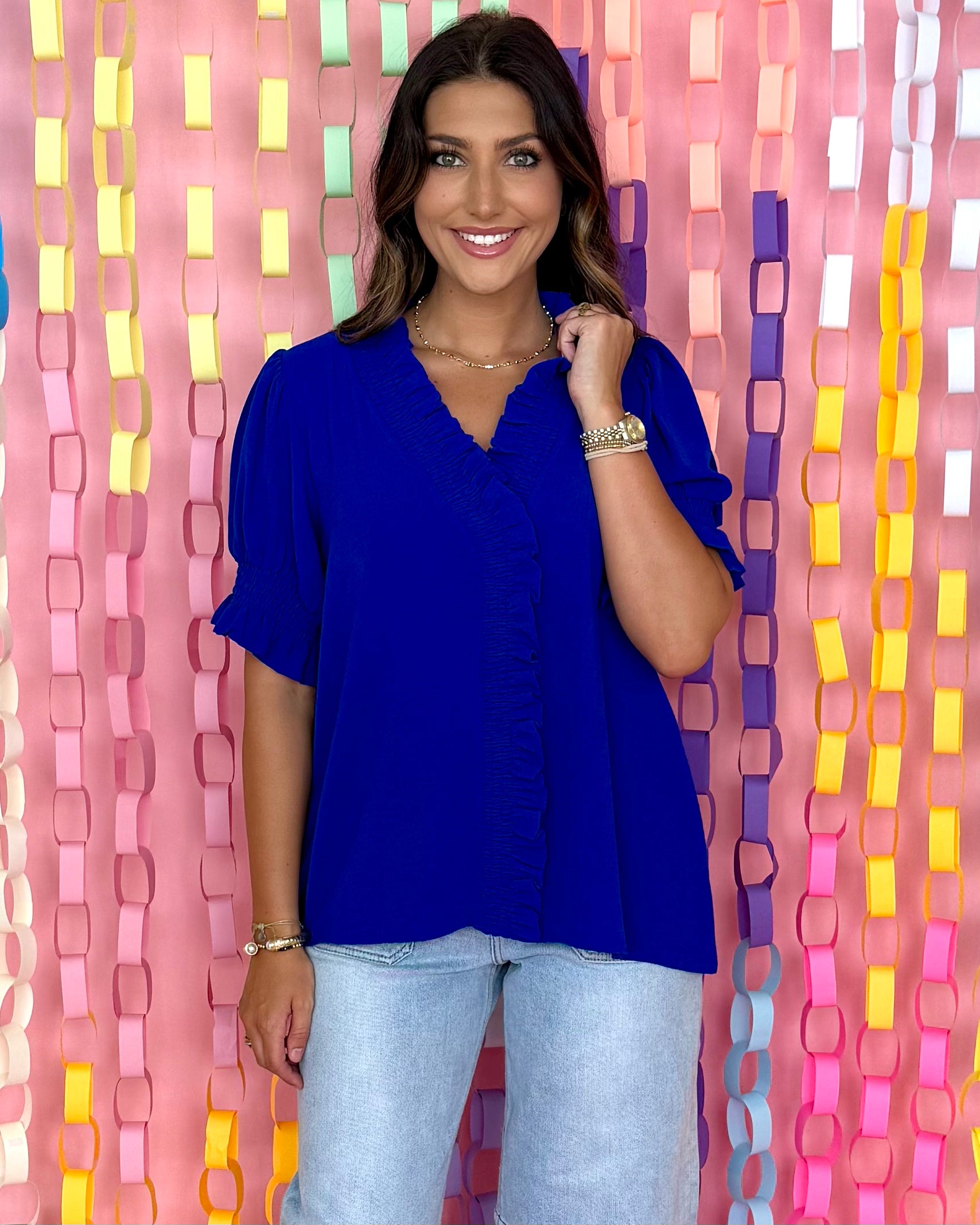 Work Of Art Royal Smocked Frill Top-Shop-Womens-Boutique-Clothing