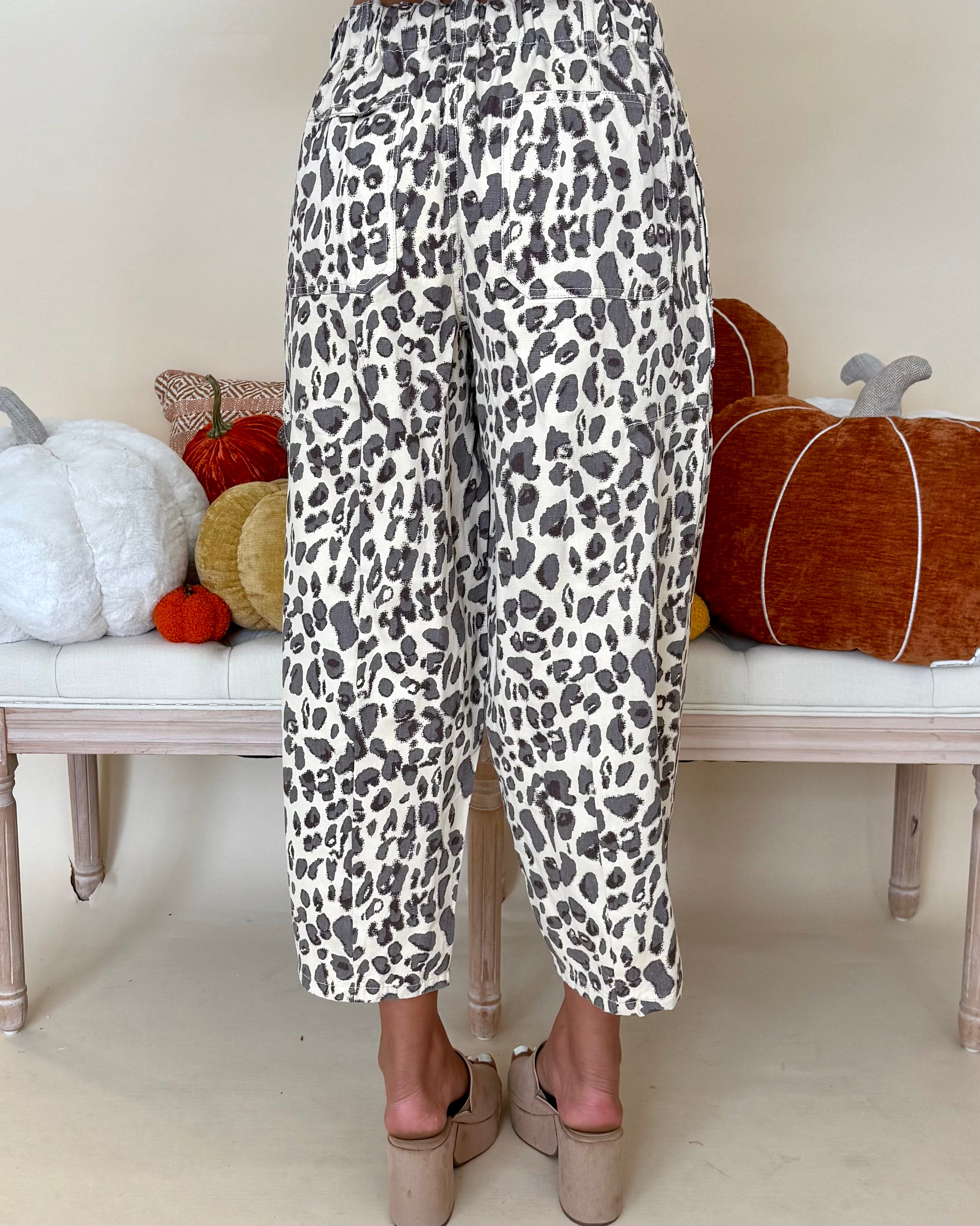 Know All Ecru Leopard Barrel Pants-Shop-Womens-Boutique-Clothing