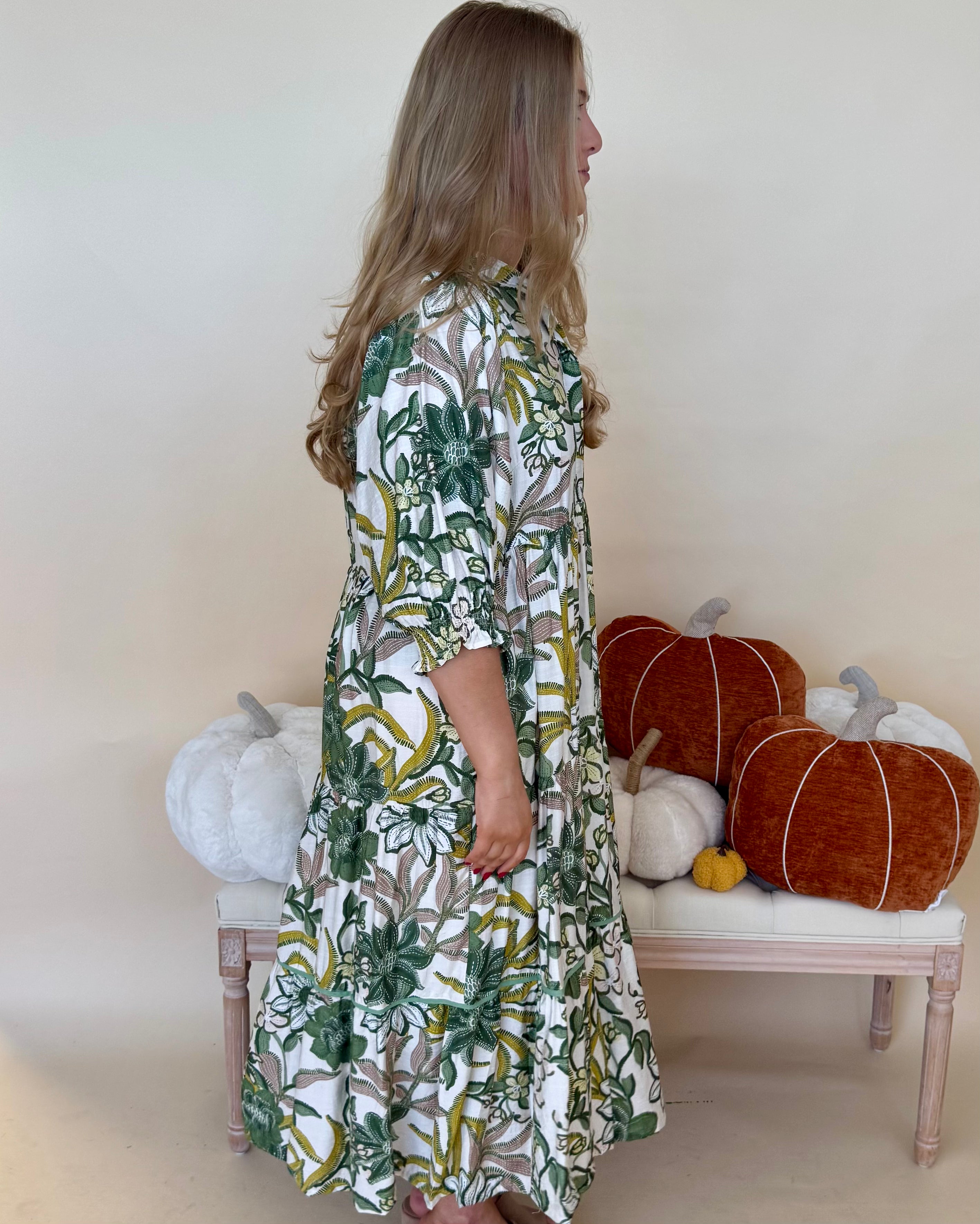 Right Turn Green Mix Plus Floral Midi Dress-Shop-Womens-Boutique-Clothing