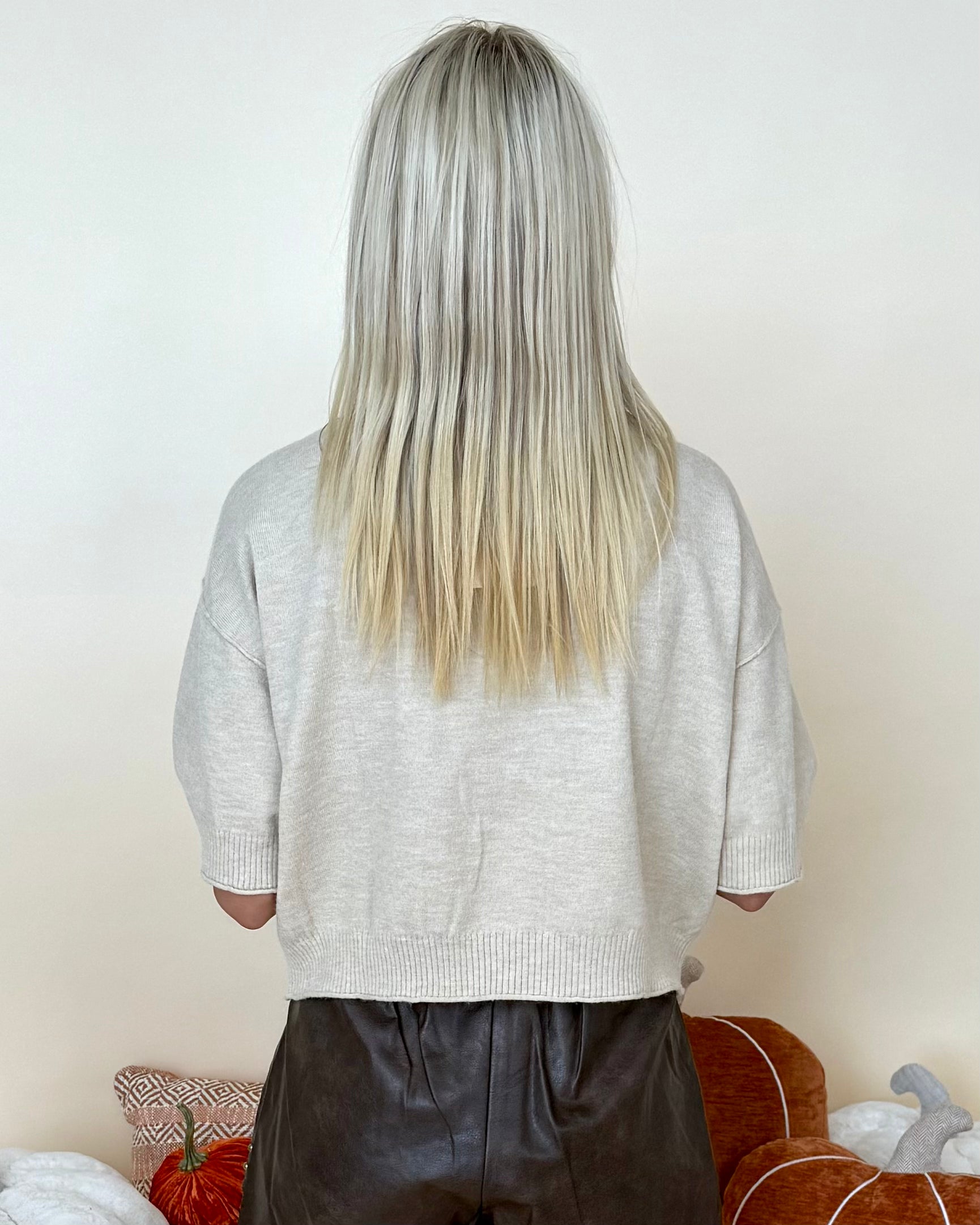 All Settled Oatmeal Drop Sleeve Sweater-Shop-Womens-Boutique-Clothing