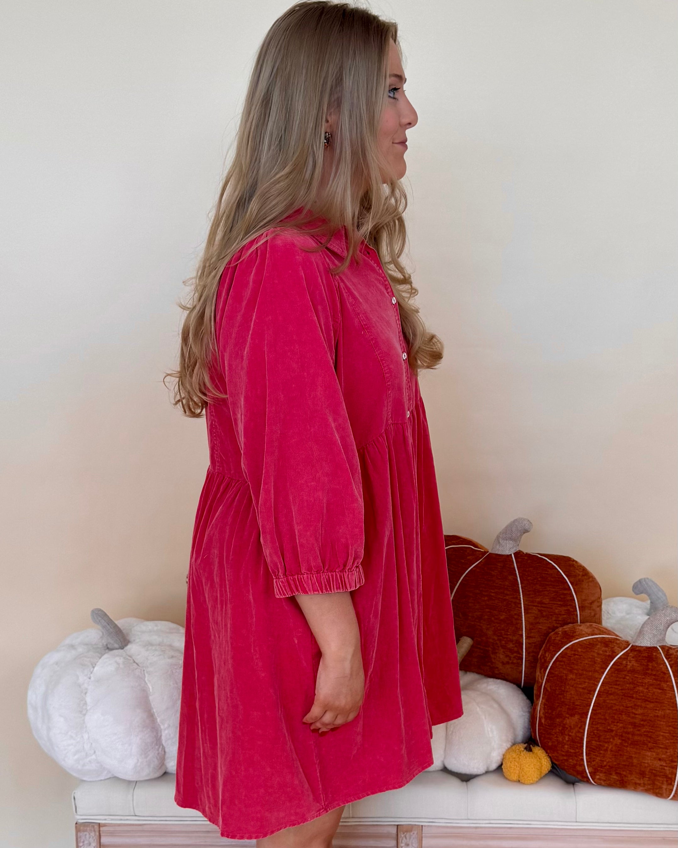 So Fun Magenta Plus Button Down Dress-Shop-Womens-Boutique-Clothing