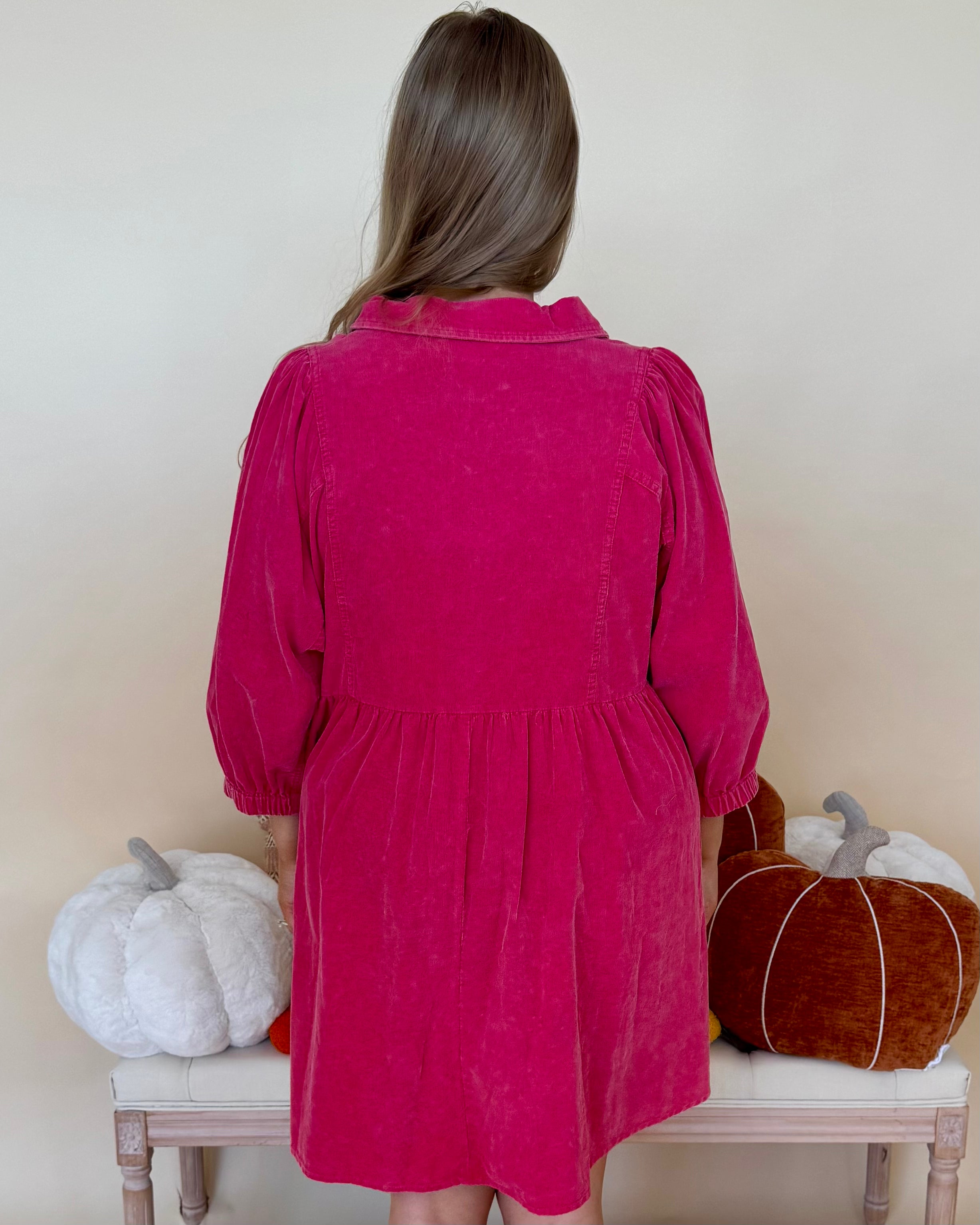 So Fun Magenta Plus Button Down Dress-Shop-Womens-Boutique-Clothing