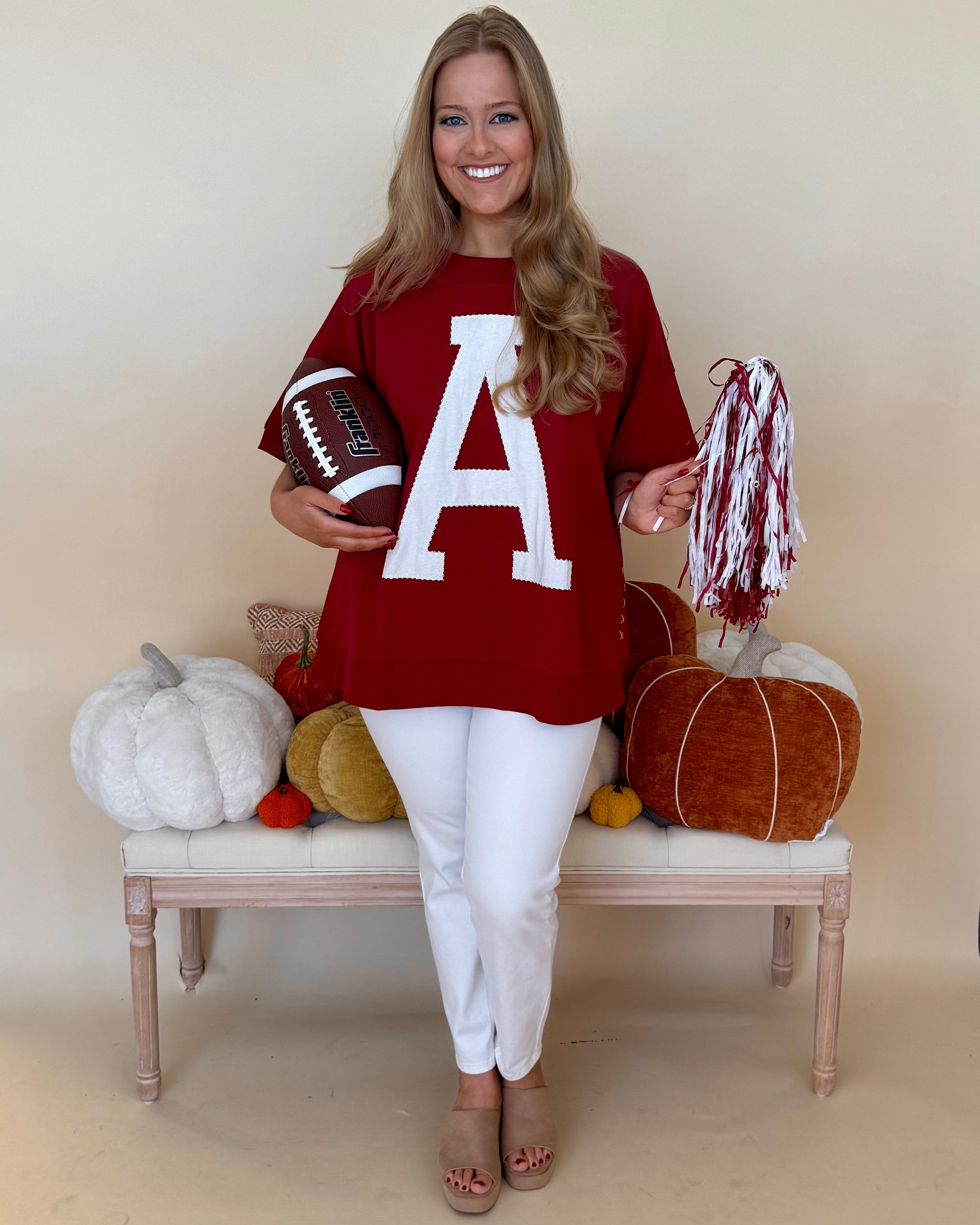 Taking Turns Dk Red Plus Embroidery A Sweatshirt Top-Shop-Womens-Boutique-Clothing