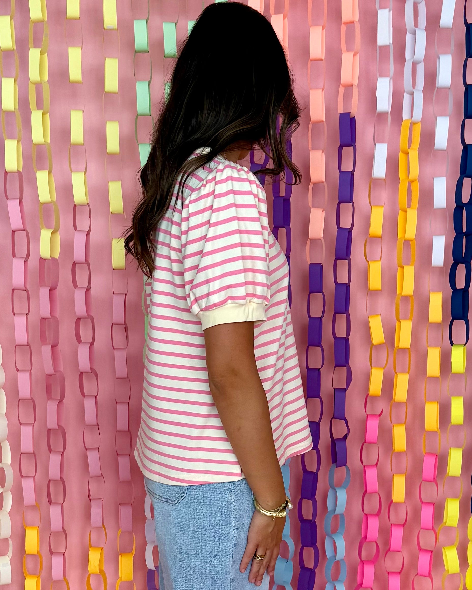 Let It Shine Pink Striped Top-Shop-Womens-Boutique-Clothing