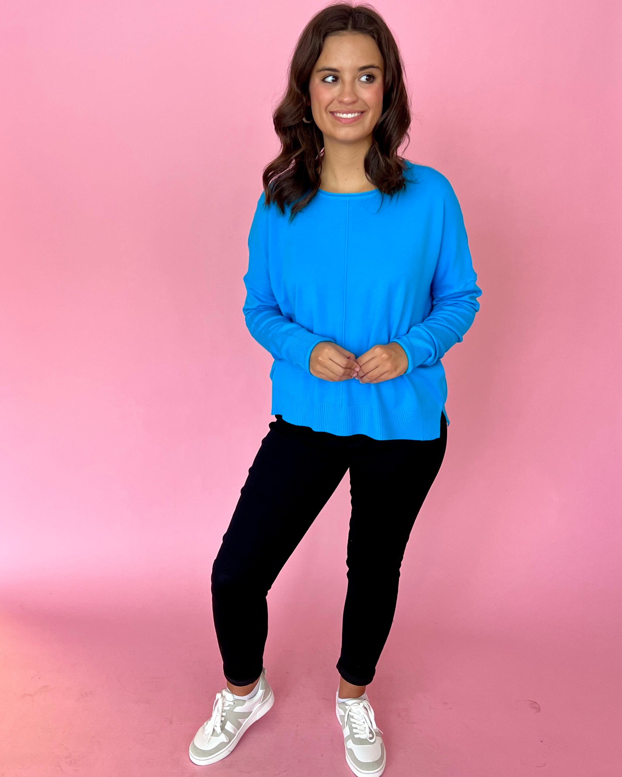 Tucked Away Teal Blue Sweater-Shop-Womens-Boutique-Clothing