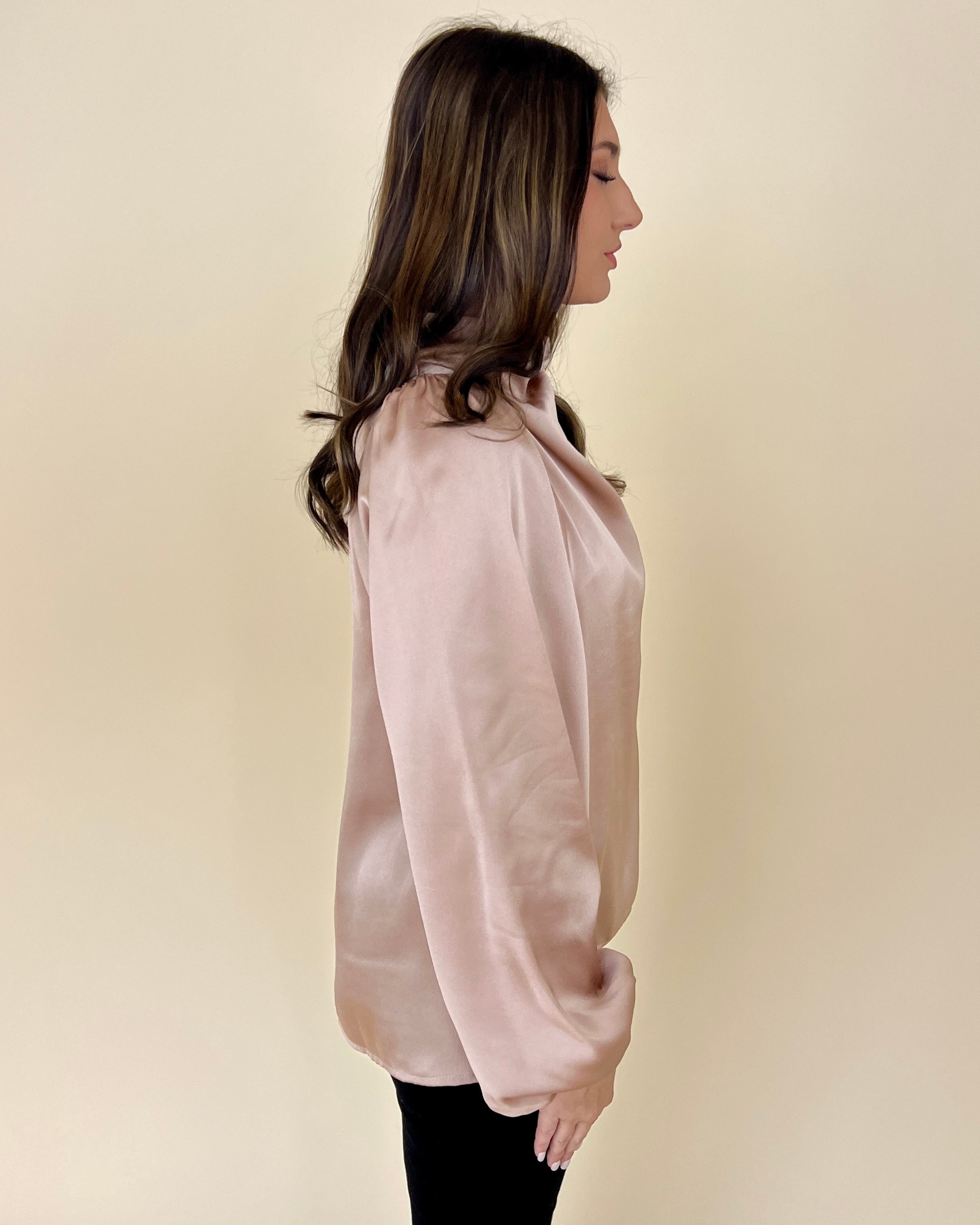 Lovely Day Taupe Satin Cowl Top-Shop-Womens-Boutique-Clothing