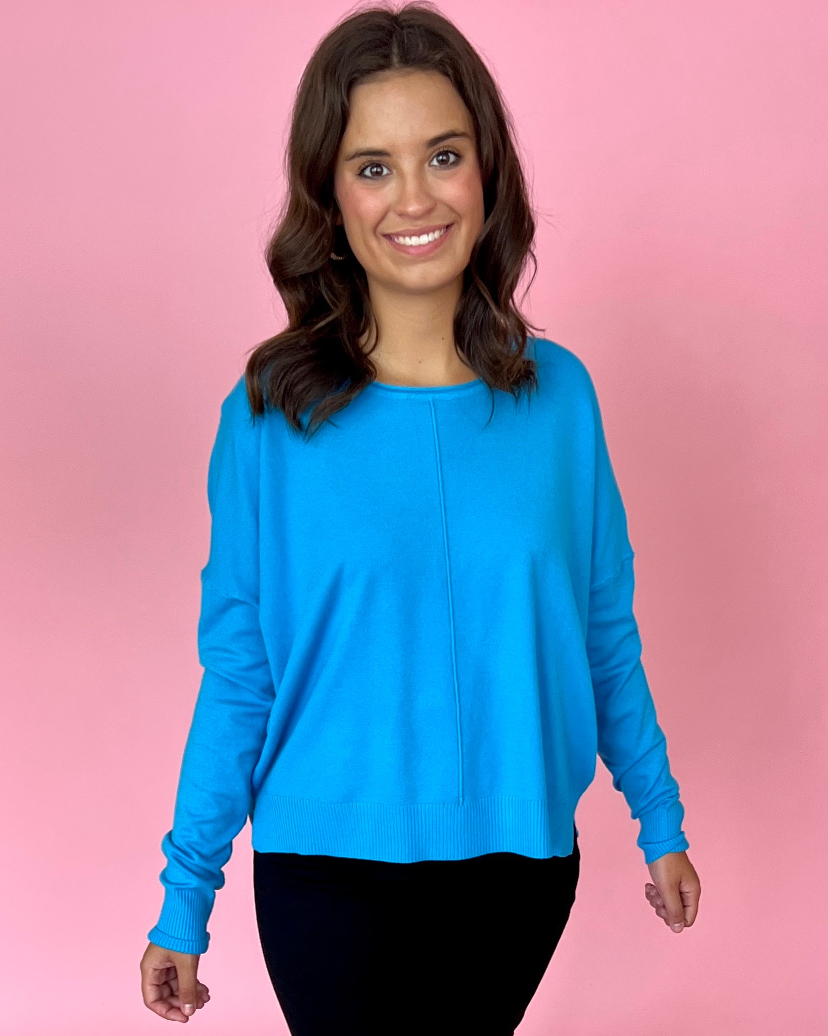 Tucked Away Teal Blue Sweater-Shop-Womens-Boutique-Clothing