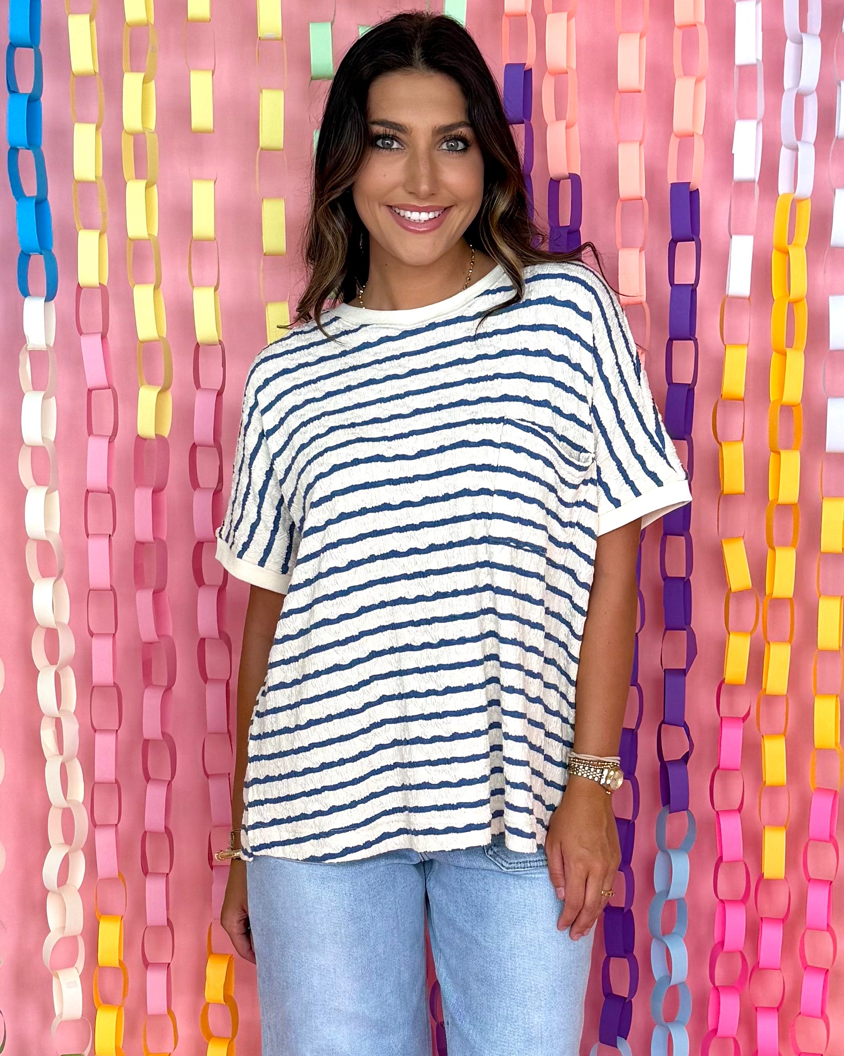 Faith In You Natural Striped Textured Top-Shop-Womens-Boutique-Clothing