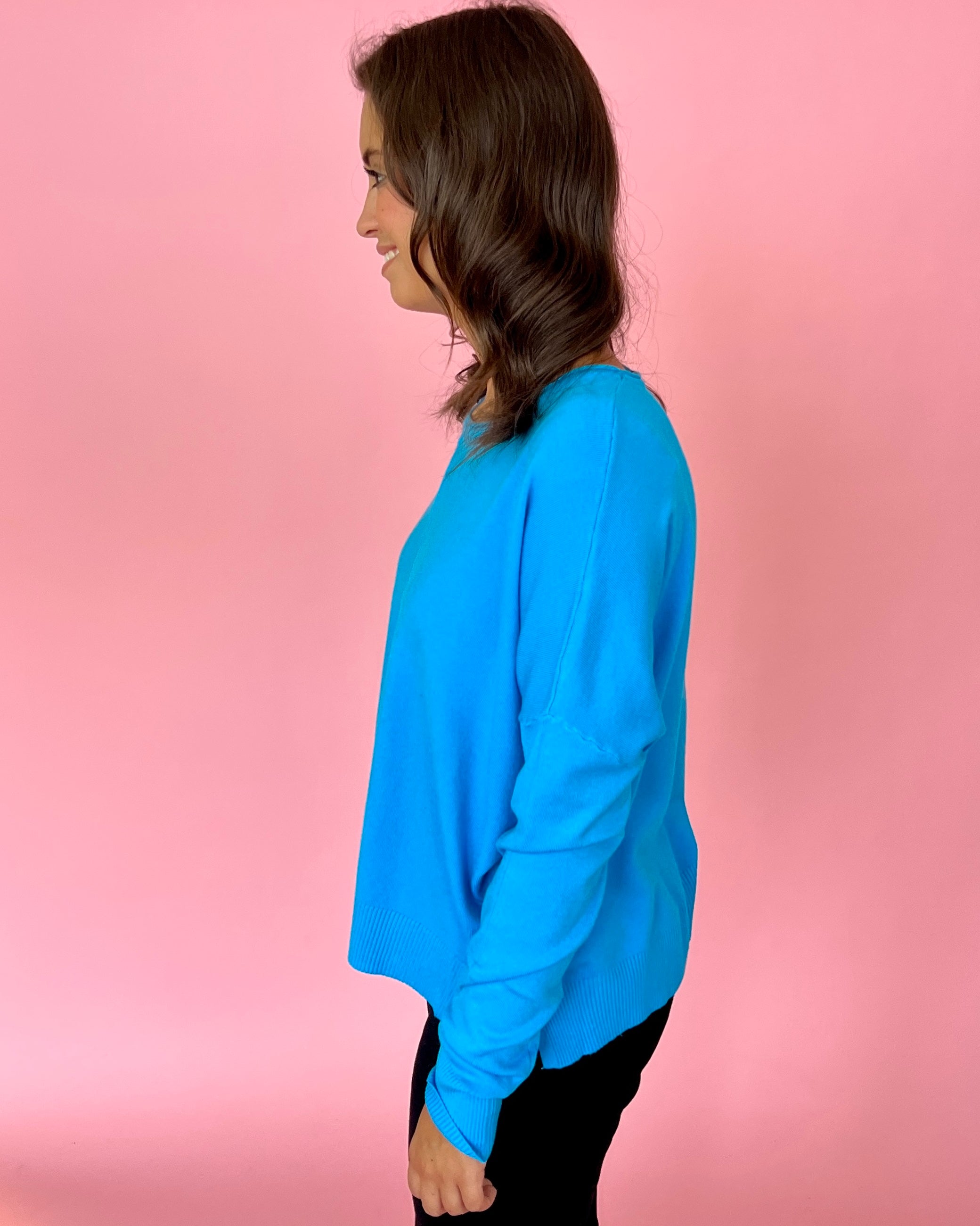 Tucked Away Teal Blue Sweater-Shop-Womens-Boutique-Clothing