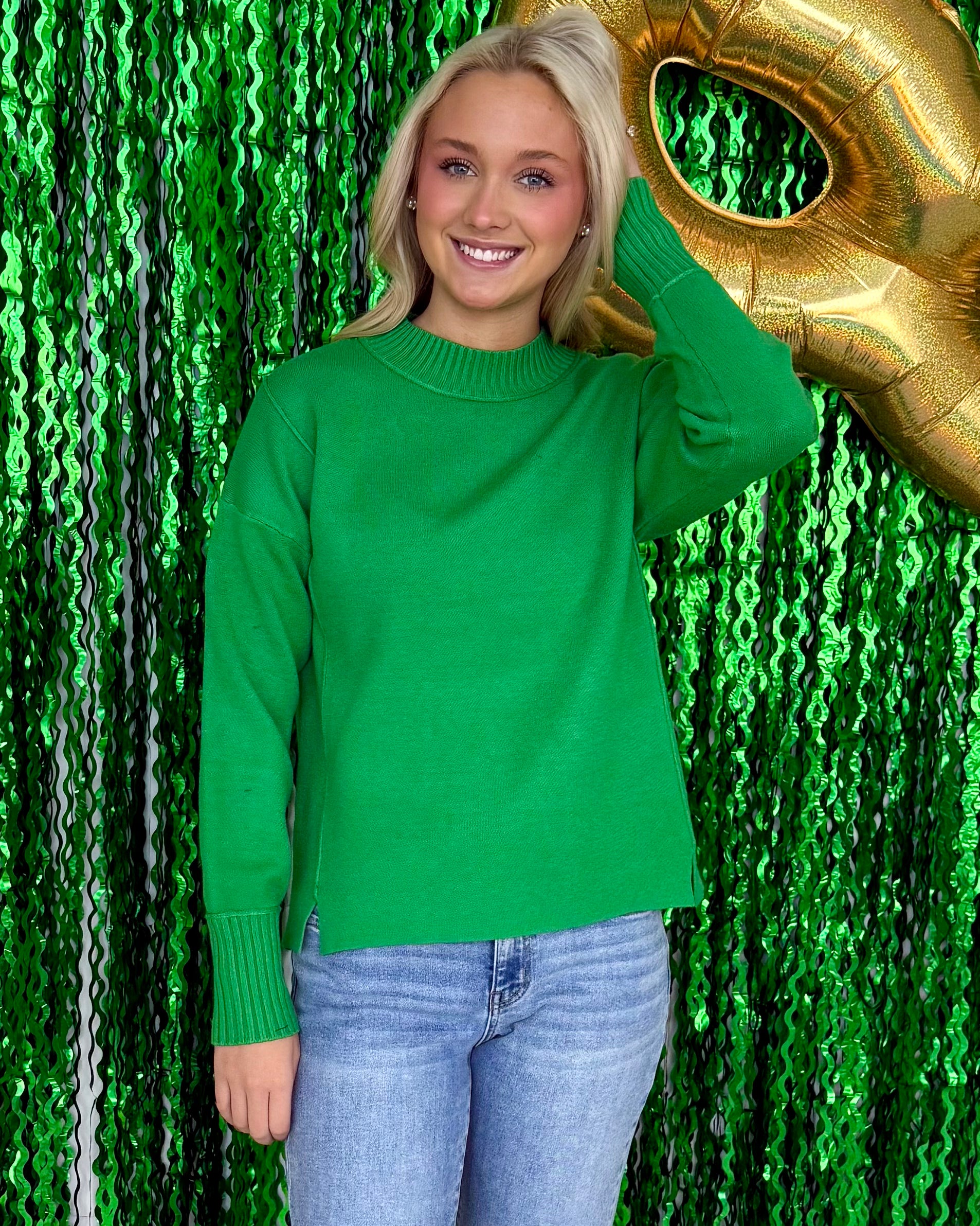 Right Answer Green Ribbed Detail Sweater-Shop-Womens-Boutique-Clothing