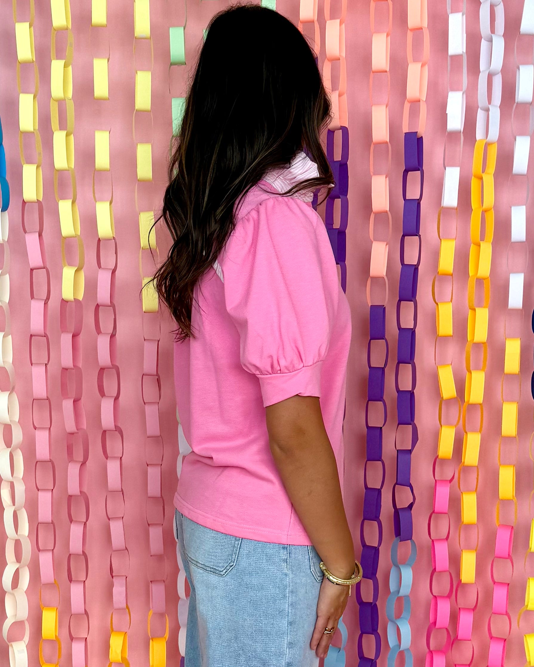 Best Memory Bubble Pink Striped Neck Top-Shop-Womens-Boutique-Clothing