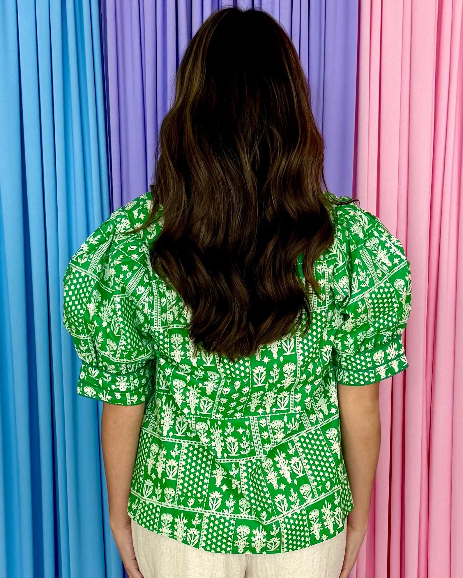 Petal Theory Green Puff Sleeve Top-Shop-Womens-Boutique-Clothing