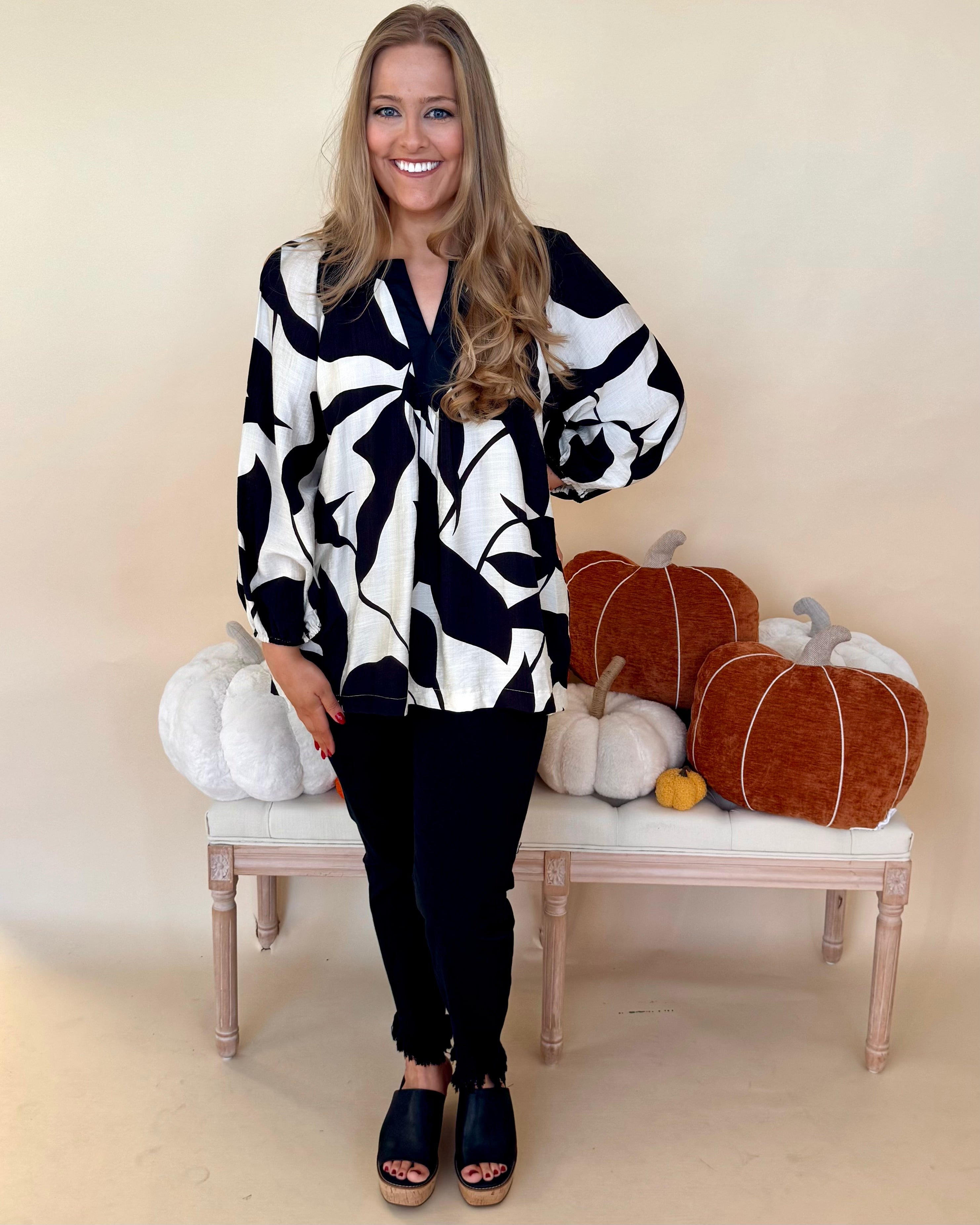 Well Planned Plus Black Mix Abstract Top-Shop-Womens-Boutique-Clothing