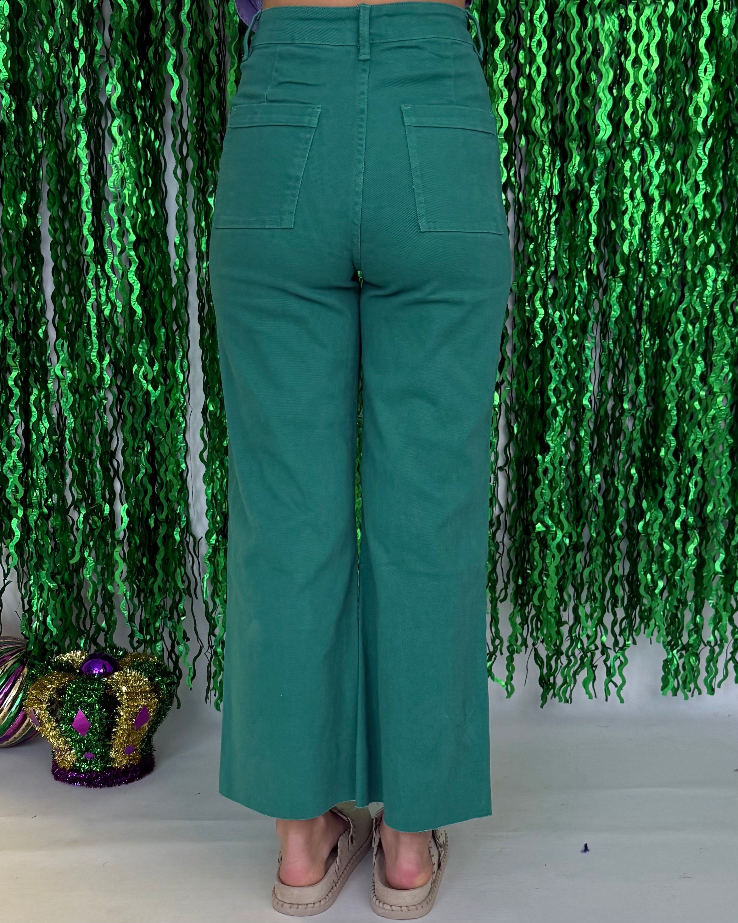 Weekend Calm Emerald Wide Leg Denim Jeans-Shop-Womens-Boutique-Clothing