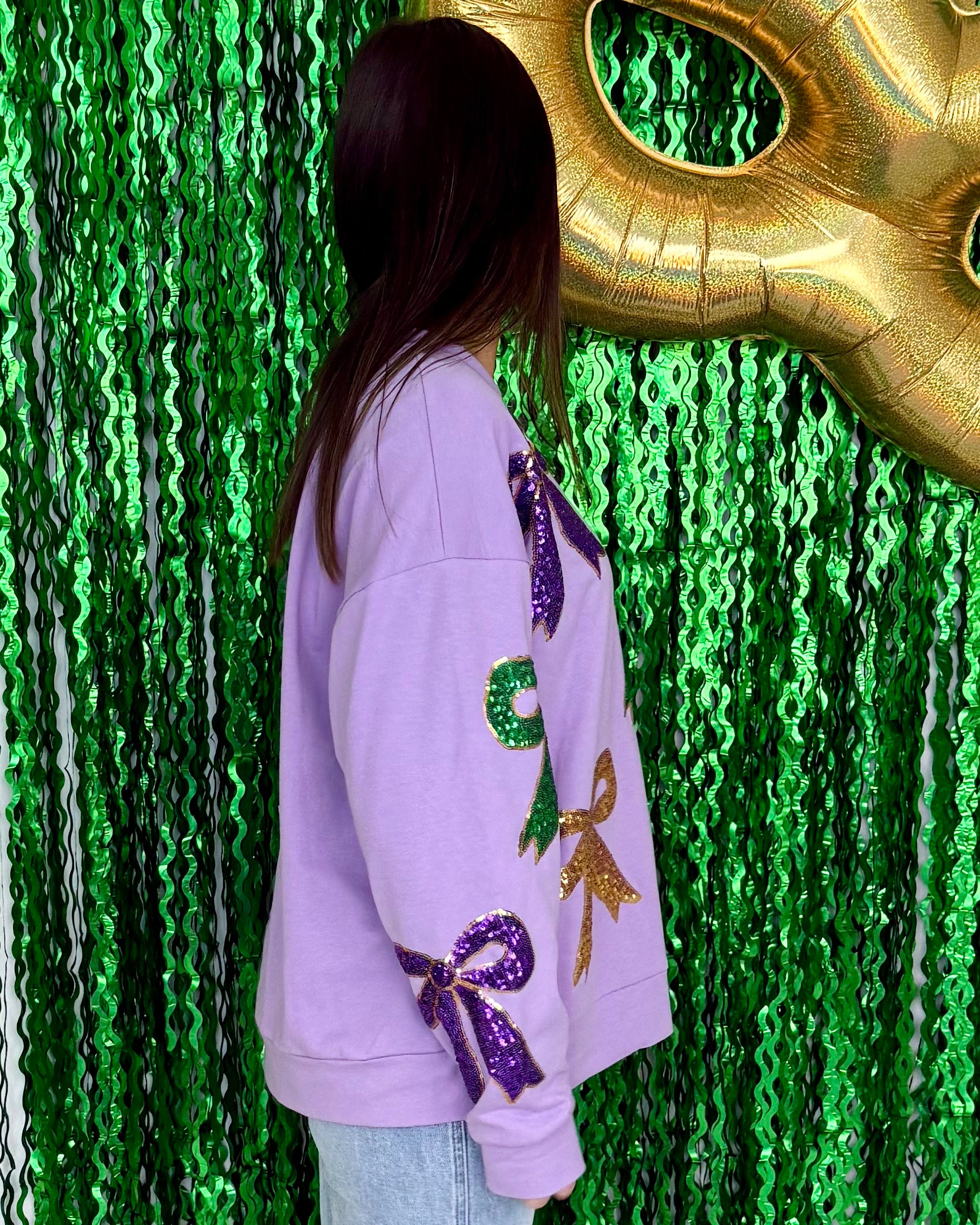 Catch Beads Lavender Mardi Gras Sequin Bow Top-Shop-Womens-Boutique-Clothing