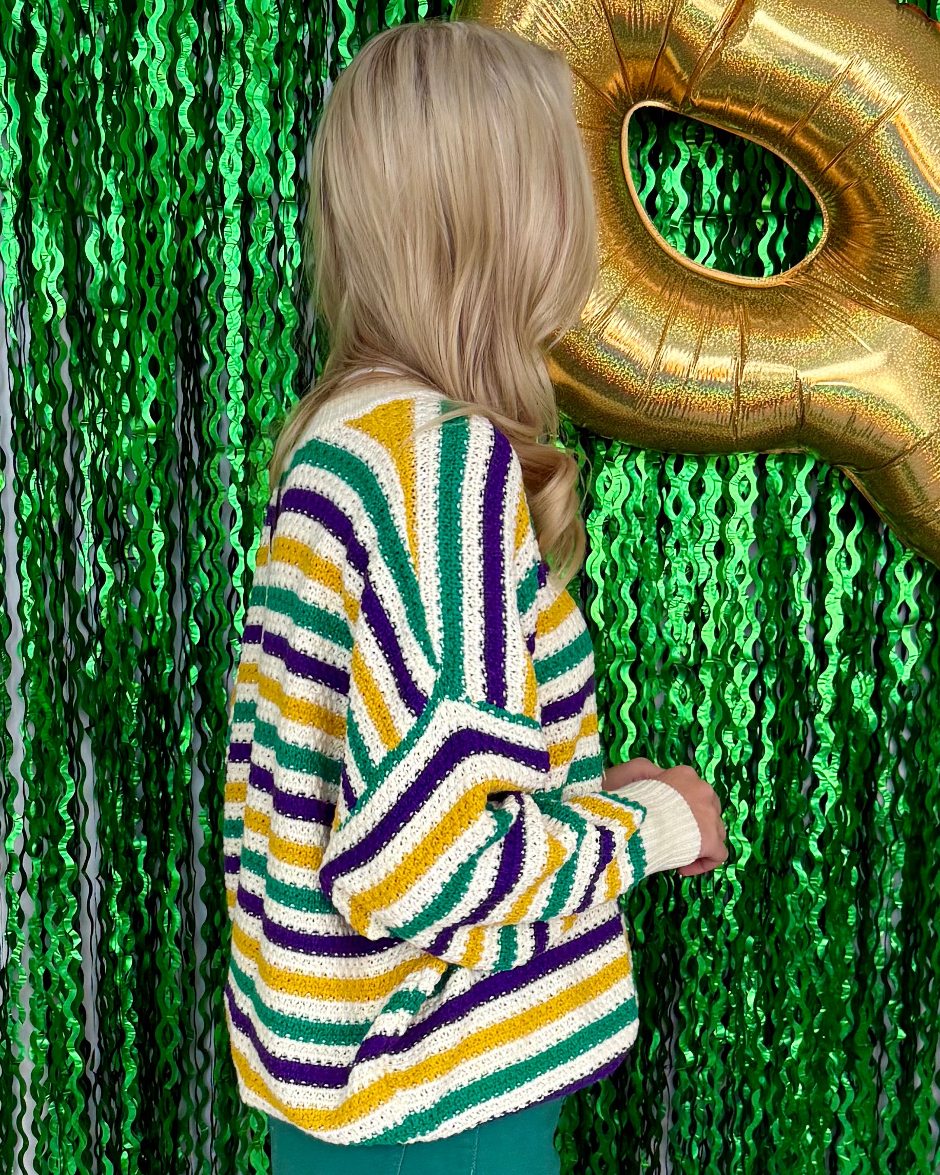 All Wild Multi Stripe Mardi Gras Sweater-Shop-Womens-Boutique-Clothing