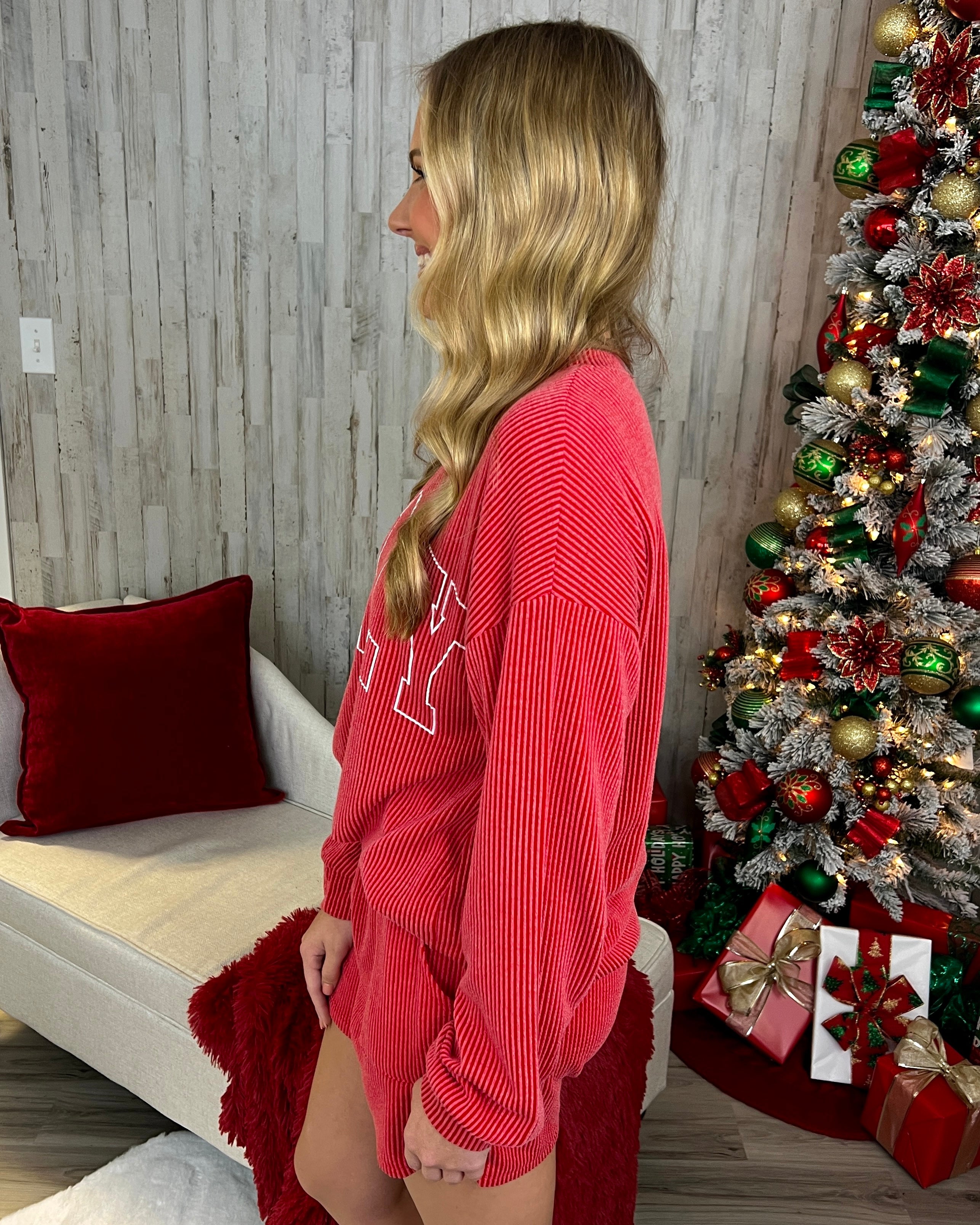 Fireside Jolly Red “Jolly” Ribbed Graphic Tee-Shop-Womens-Boutique-Clothing