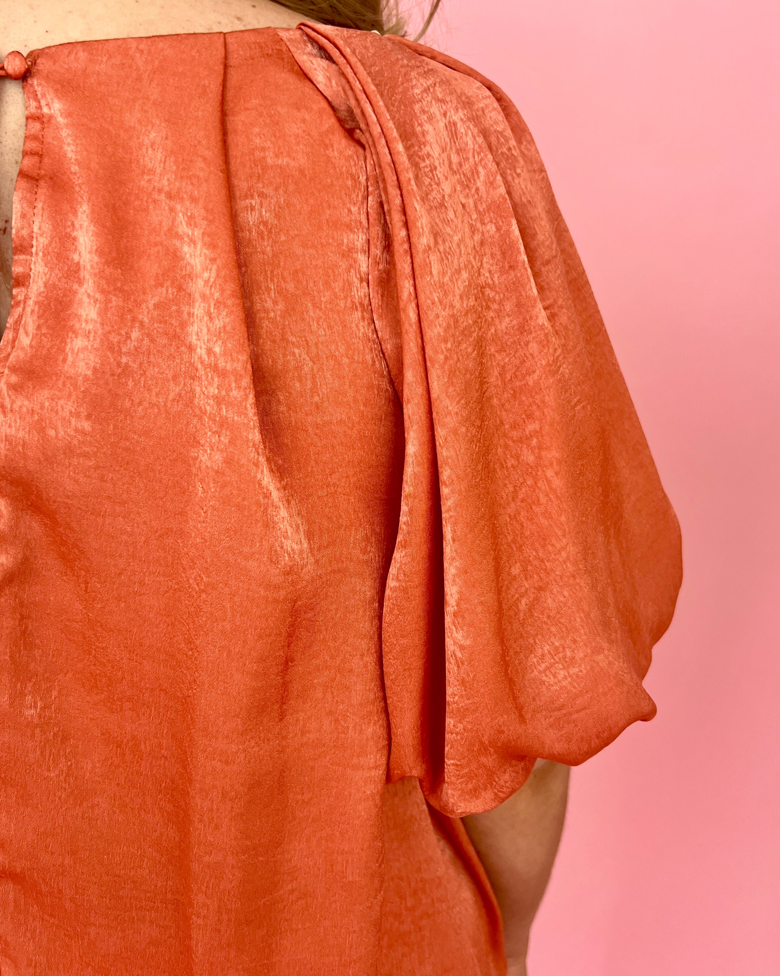 Like A Dream Sunset Plus Satin Puff Sleeve Top-Shop-Womens-Boutique-Clothing