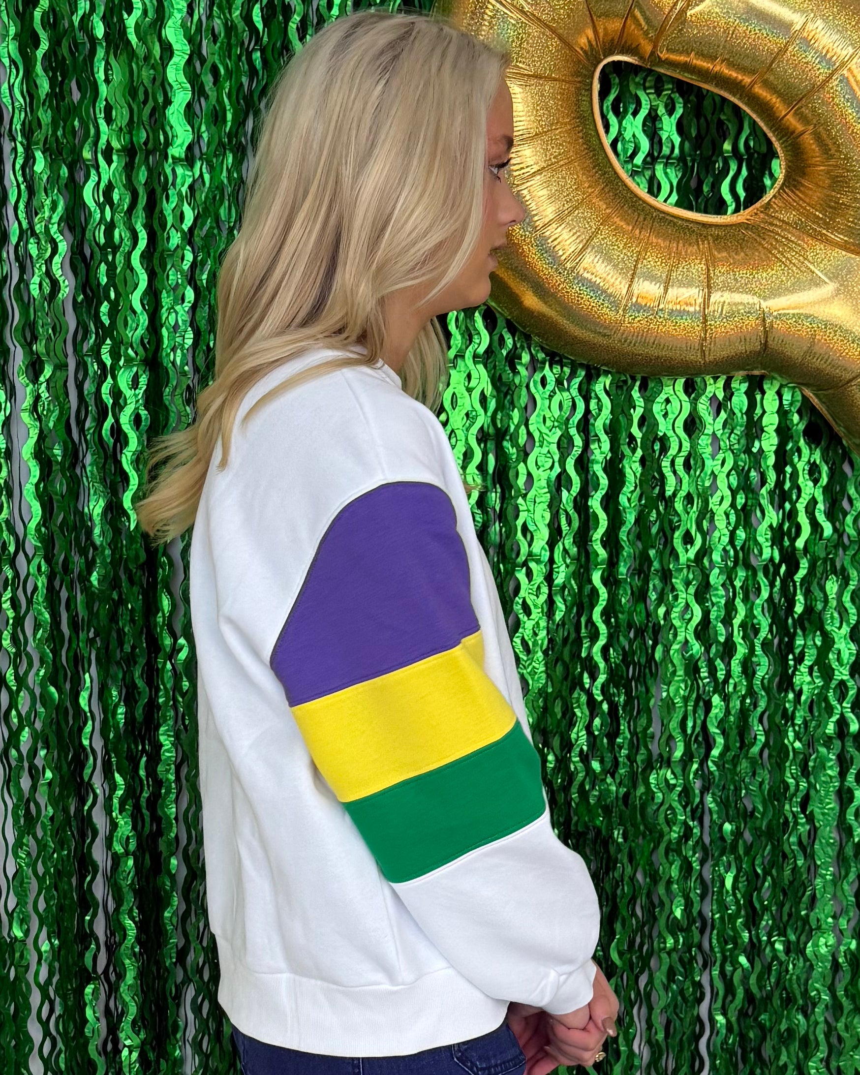 Bead Catchers Off White Colorblock Sweatshirt-Shop-Womens-Boutique-Clothing