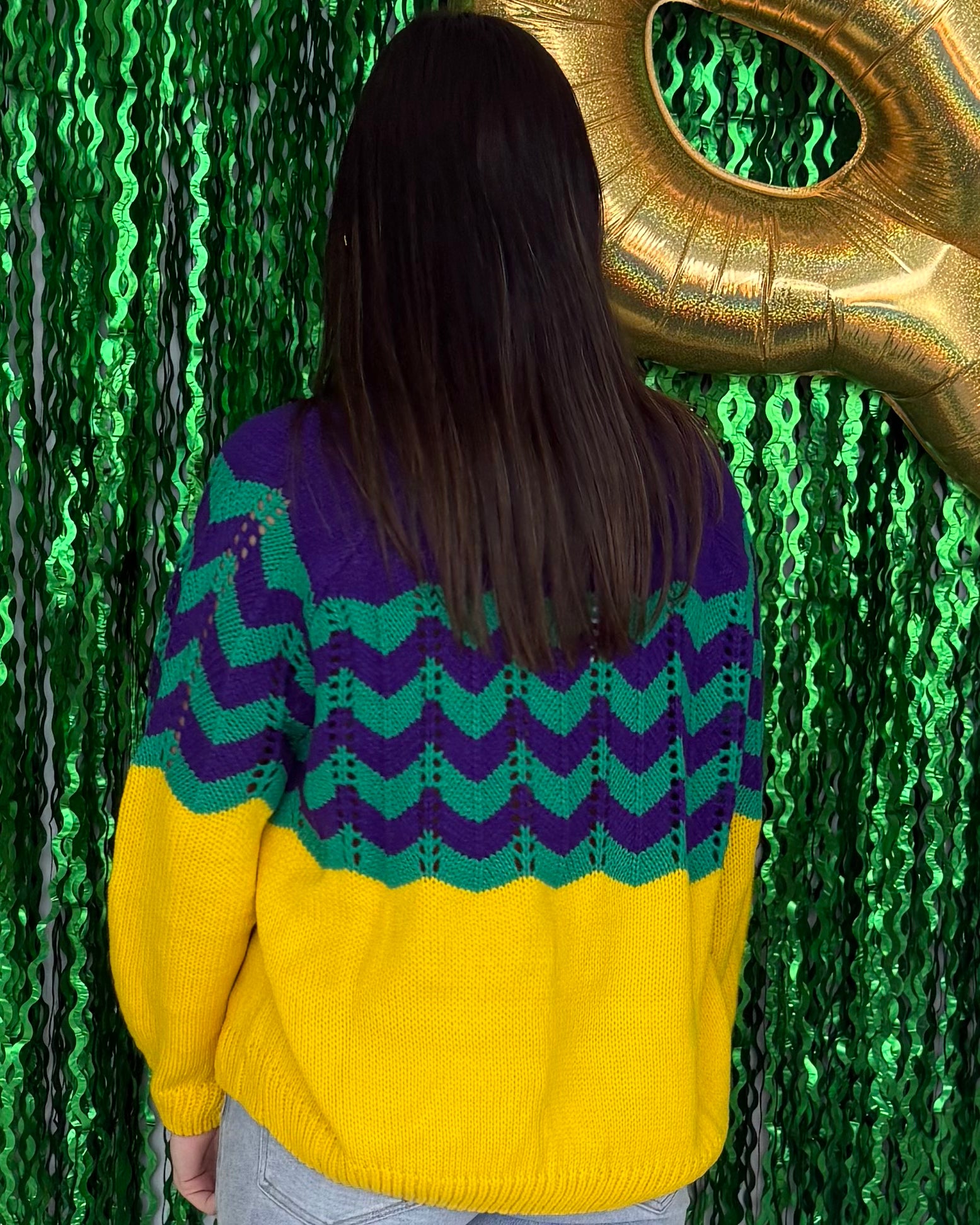 Downtown Parade Multi Chevron Mardi Gras Sweater-Shop-Womens-Boutique-Clothing