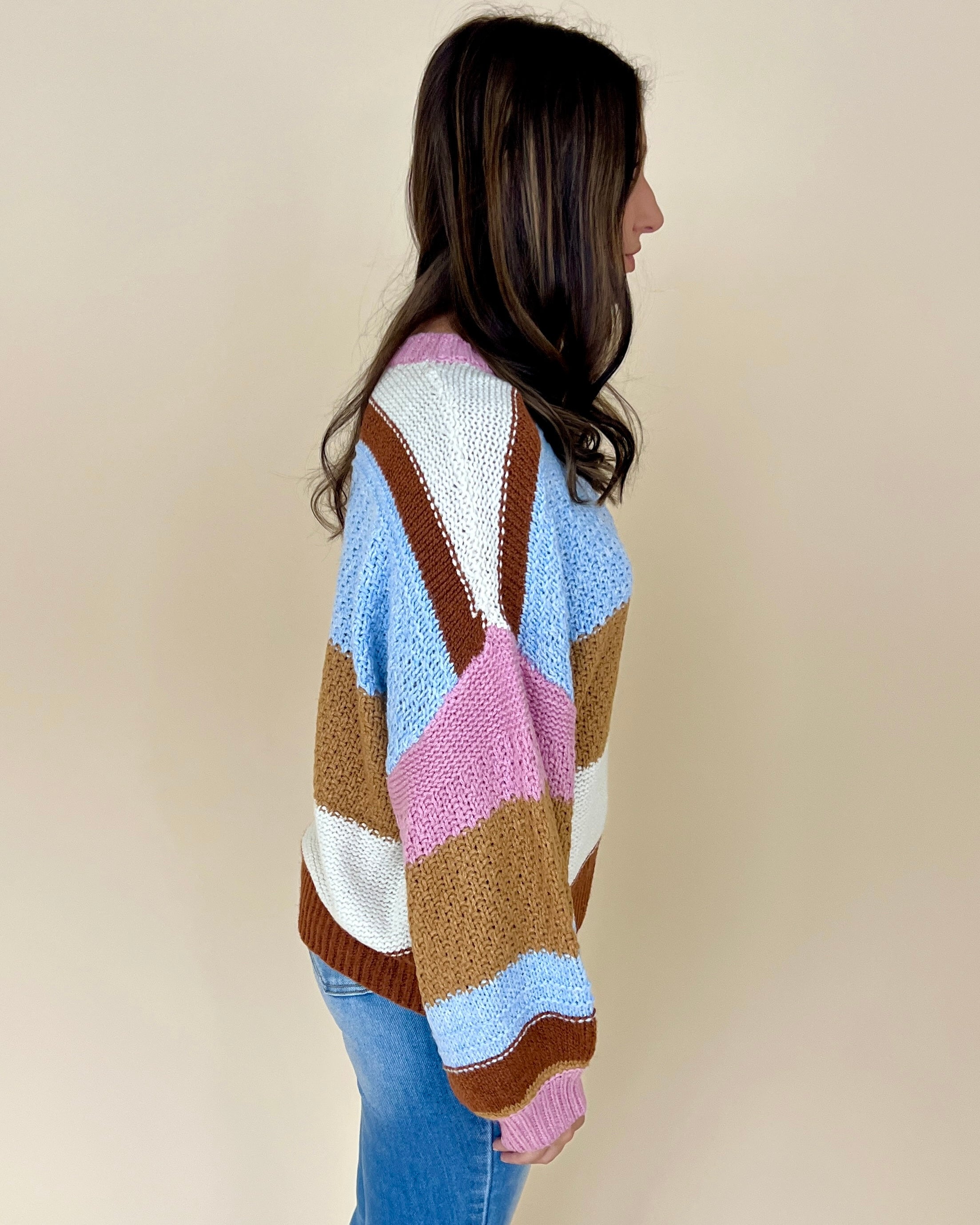 Best Of Both Pale Blue Striped Sweater-Shop-Womens-Boutique-Clothing