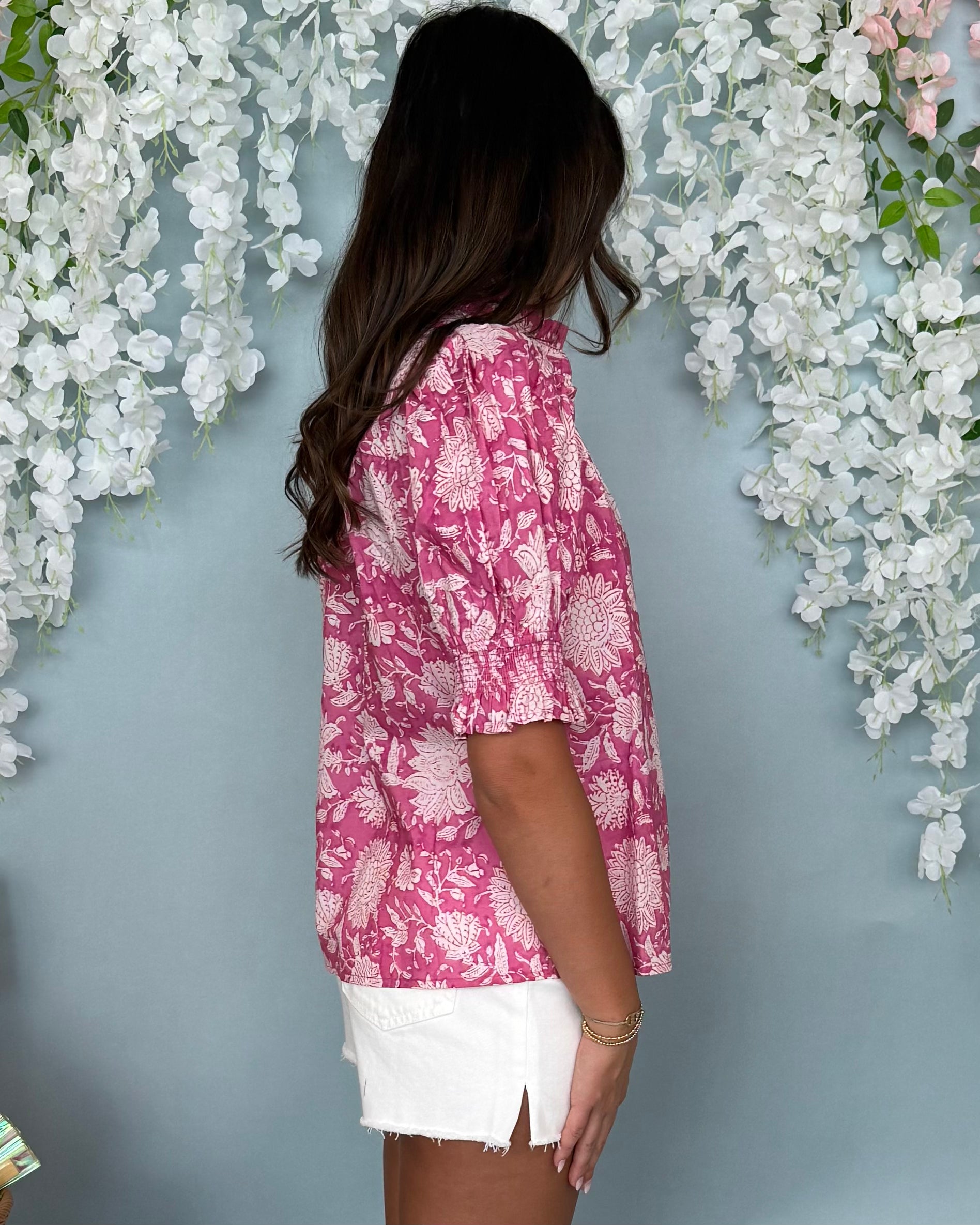 Here You Are Pink Floral Ruffle Top-Shop-Womens-Boutique-Clothing