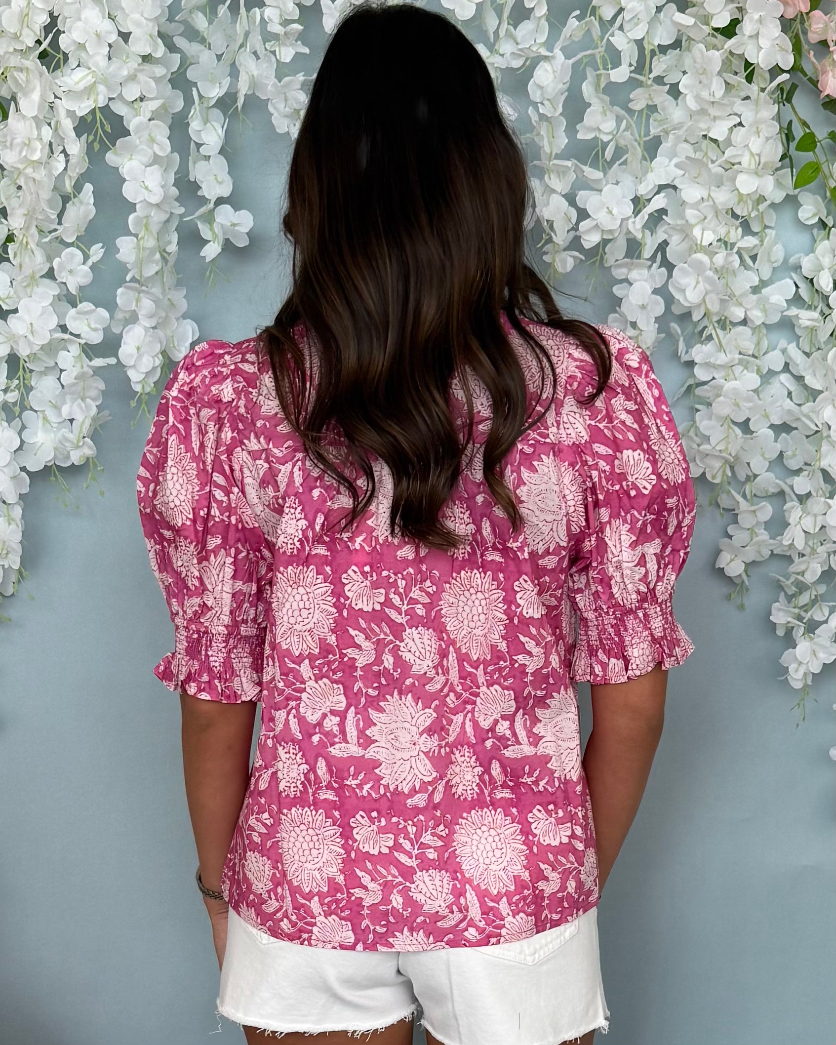 Here You Are Pink Floral Ruffle Top-Shop-Womens-Boutique-Clothing