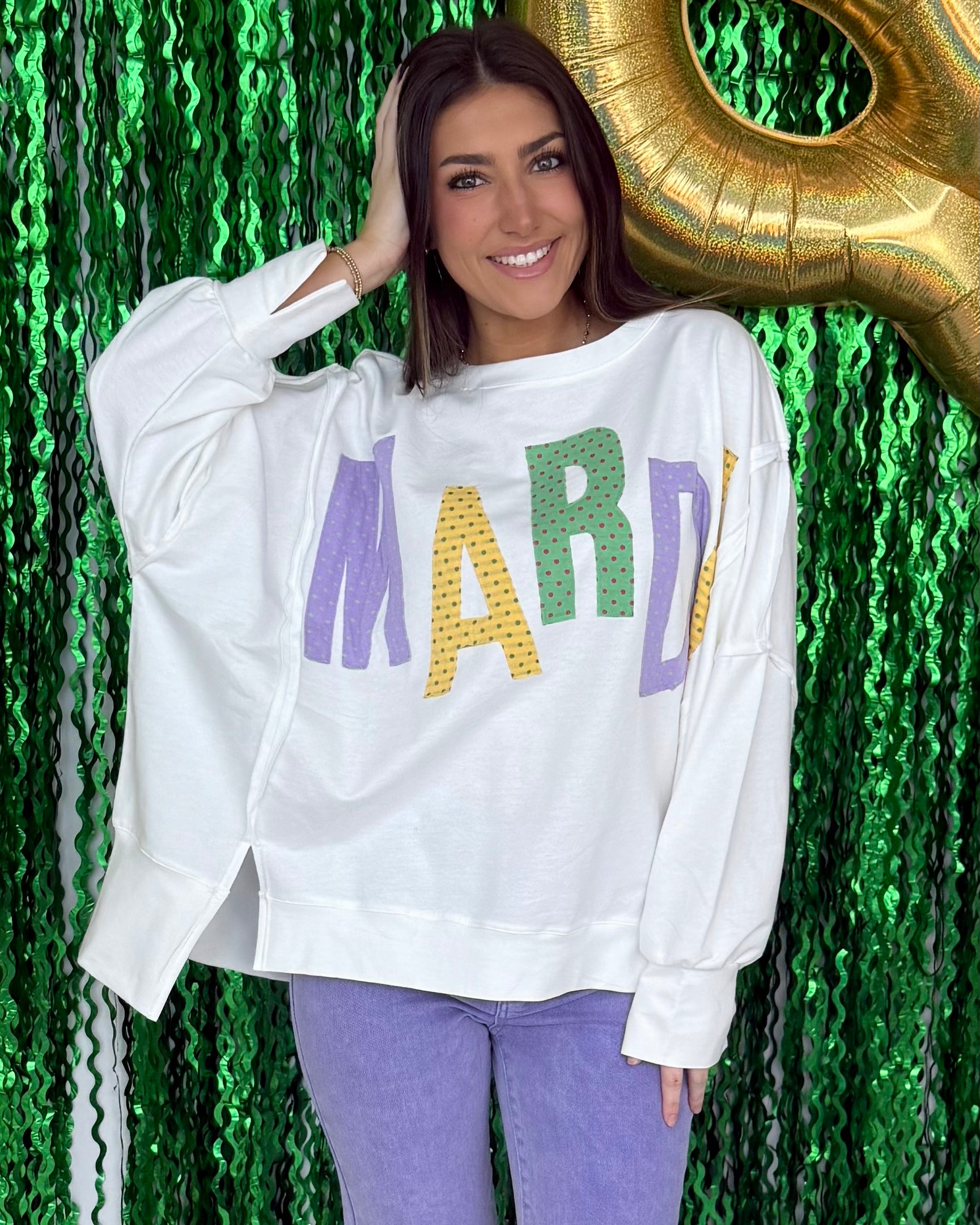 The Carnival Ivory Multi Dots Oversized Top-Shop-Womens-Boutique-Clothing