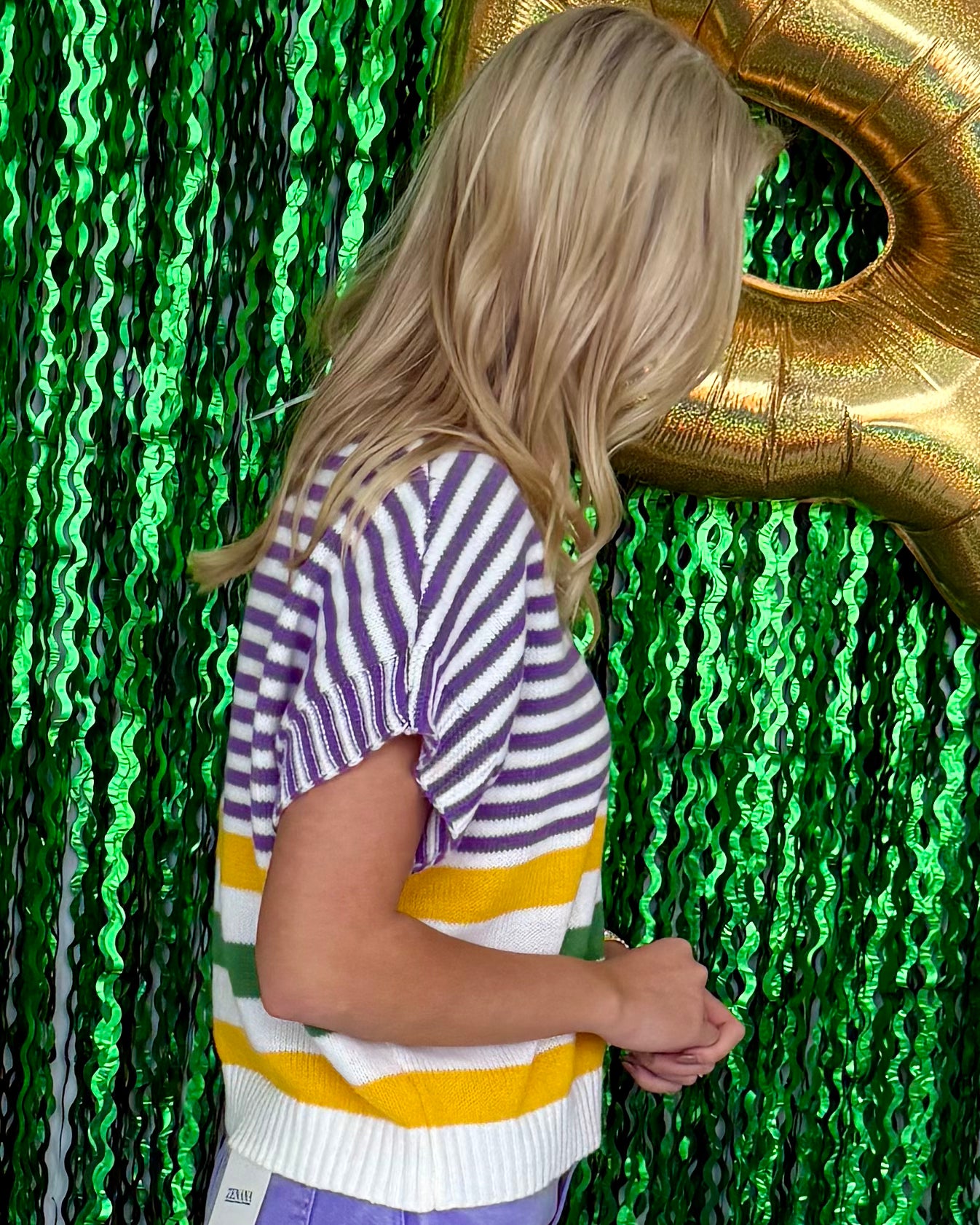 Bead Season Ivory Mardi Gras Stripe Sweater-Shop-Womens-Boutique-Clothing