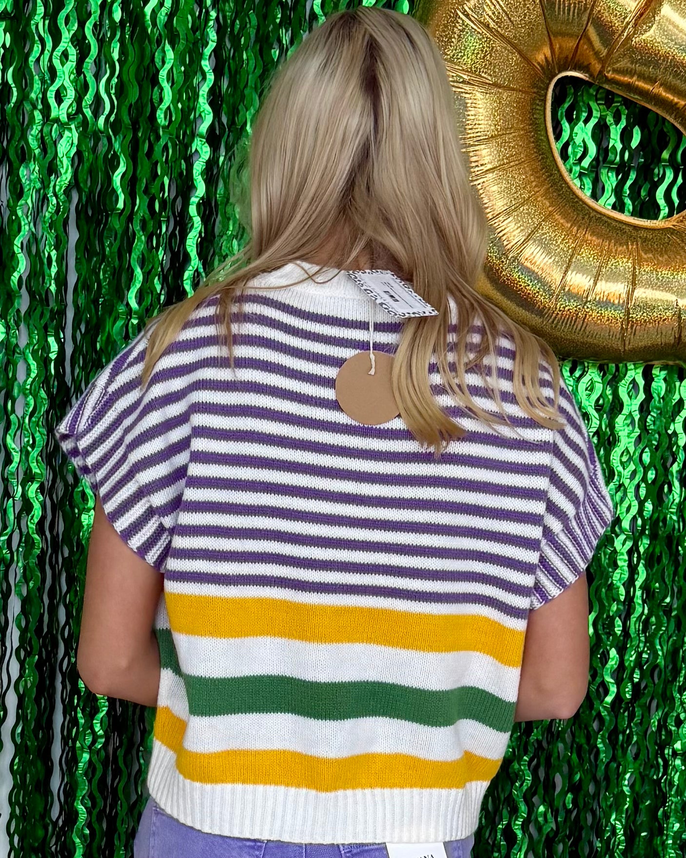 Bead Season Ivory Mardi Gras Stripe Sweater-Shop-Womens-Boutique-Clothing