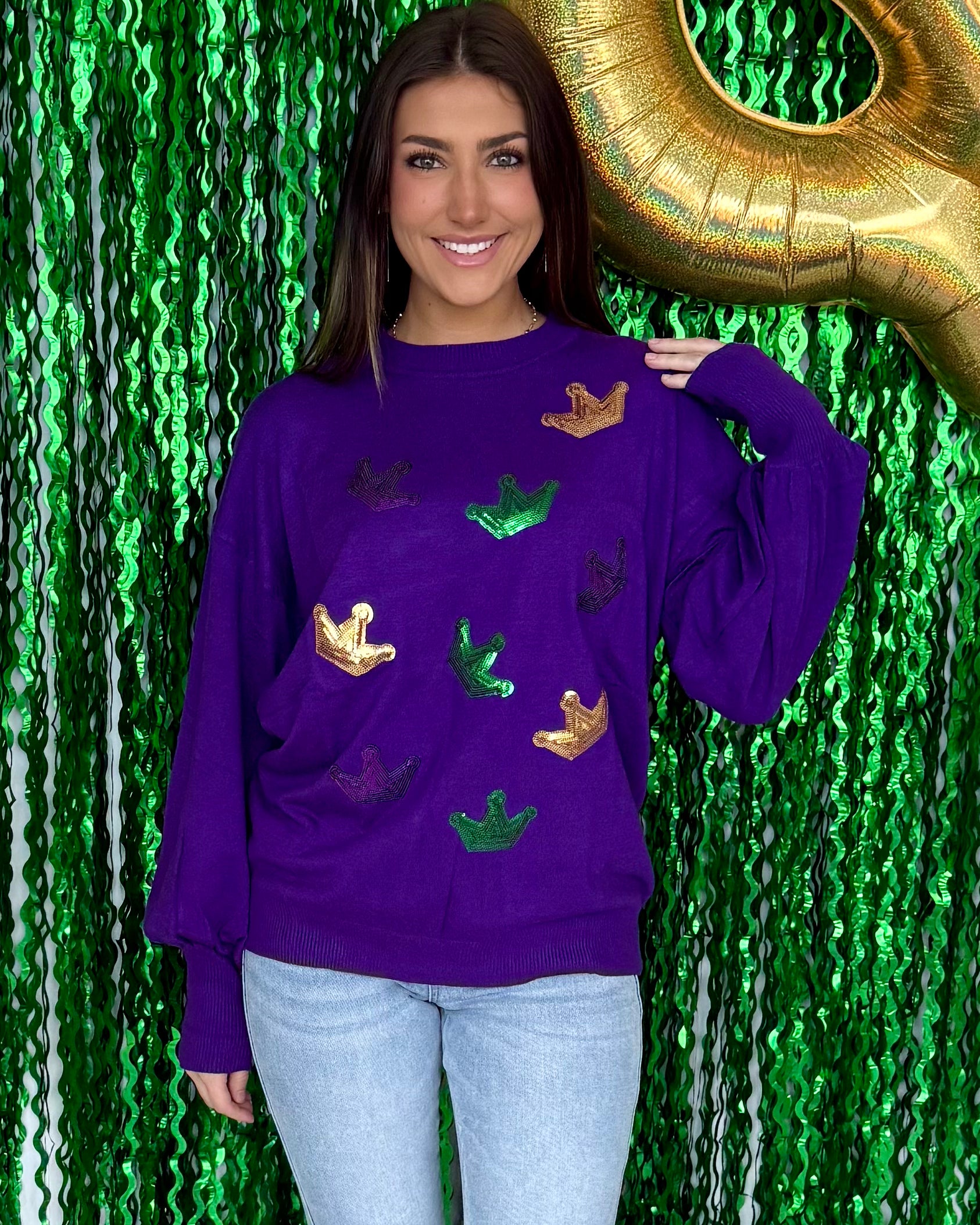 Make The Move Purple Crown Sequin Sweater-Shop-Womens-Boutique-Clothing