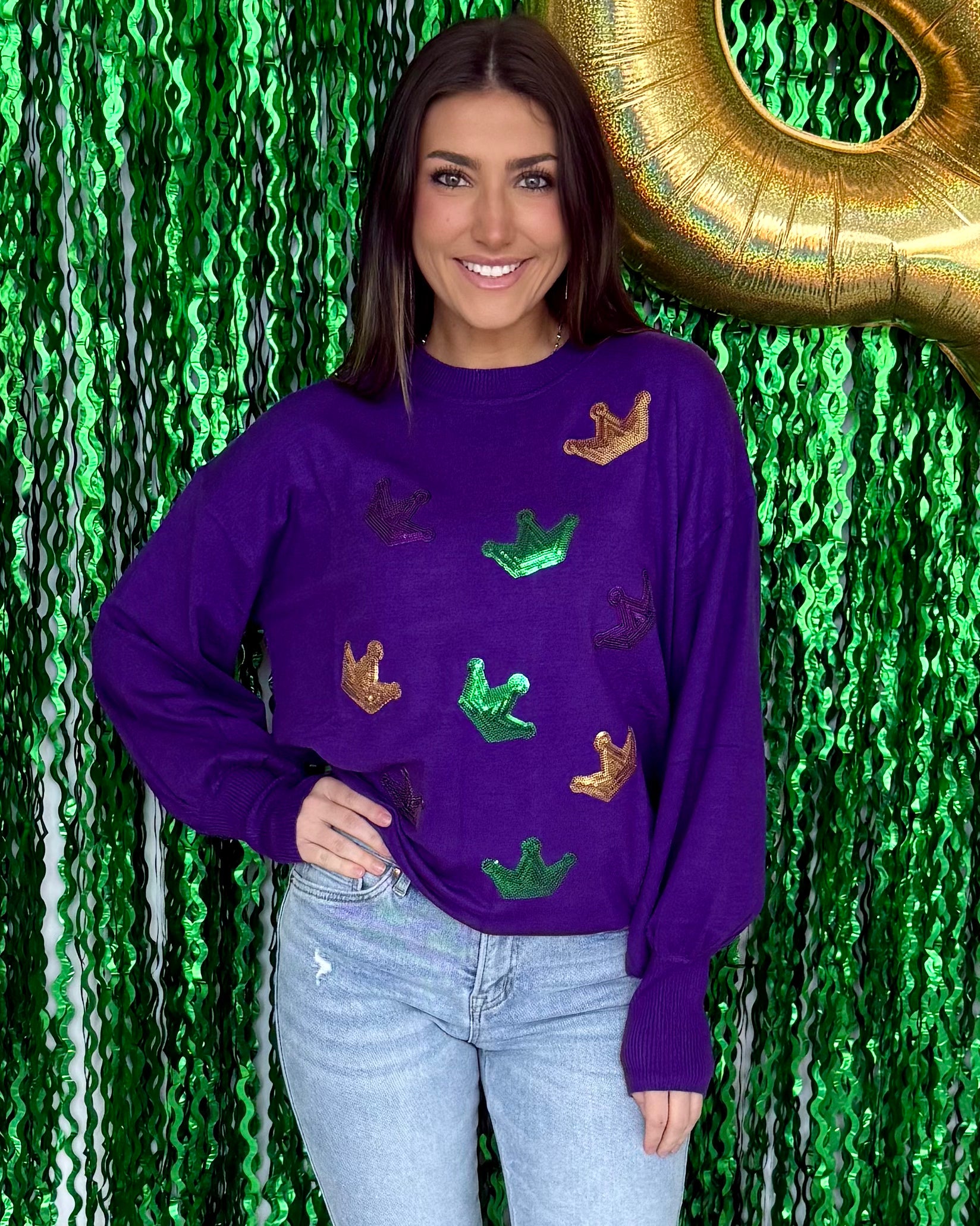 Make The Move Purple Crown Sequin Sweater-Shop-Womens-Boutique-Clothing