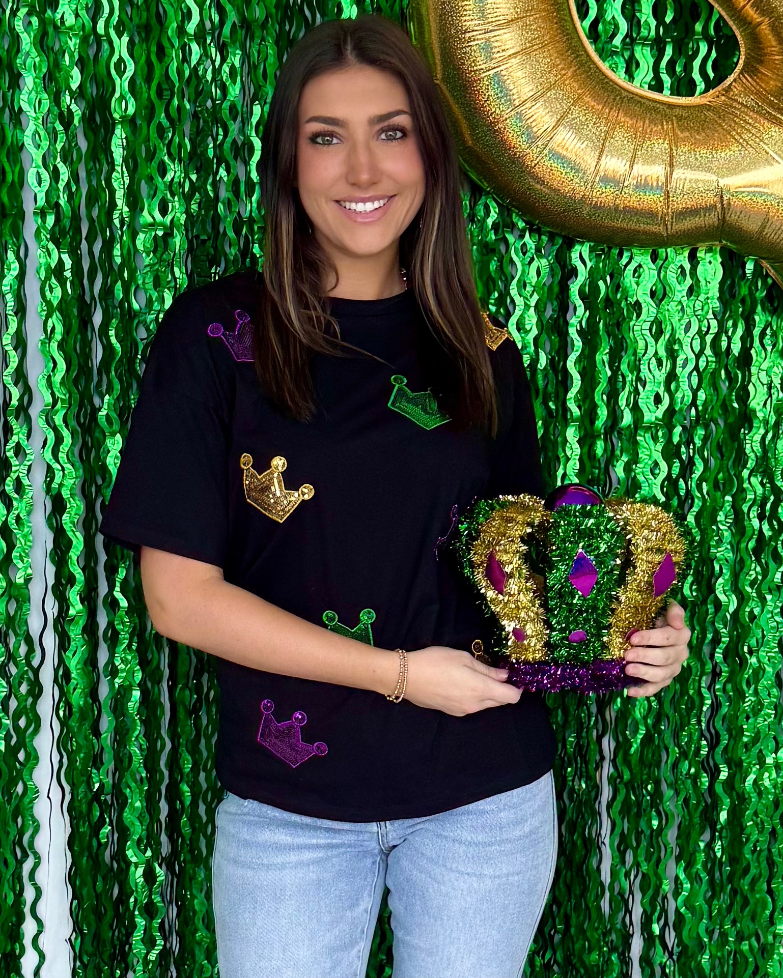 Happy Everything Black Crown Seuqin Top-Shop-Womens-Boutique-Clothing