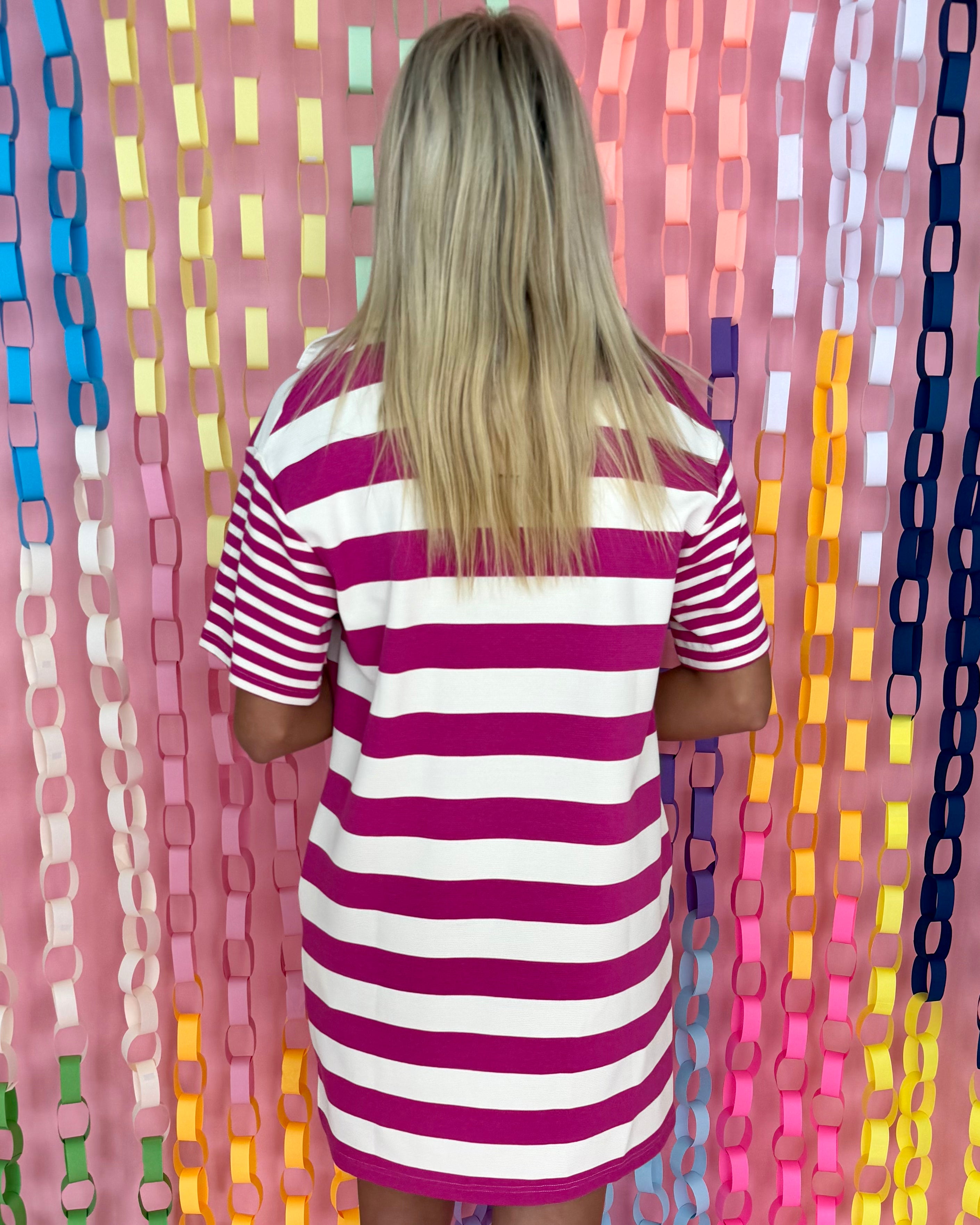 In Order Fuchsia Striped Dress-Shop-Womens-Boutique-Clothing
