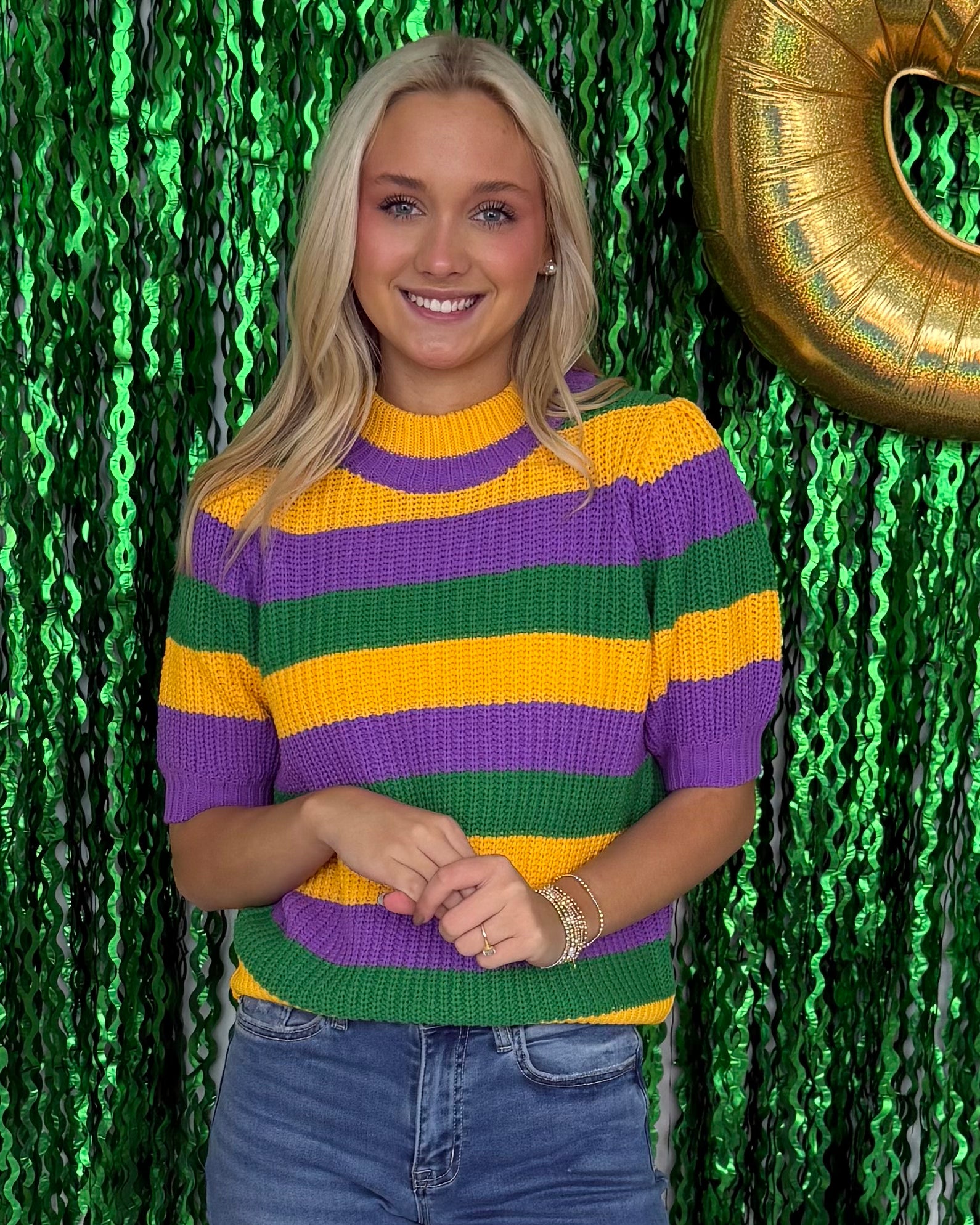 Let's Jazz Multi Mardi Gras Stripe Sweater-Shop-Womens-Boutique-Clothing