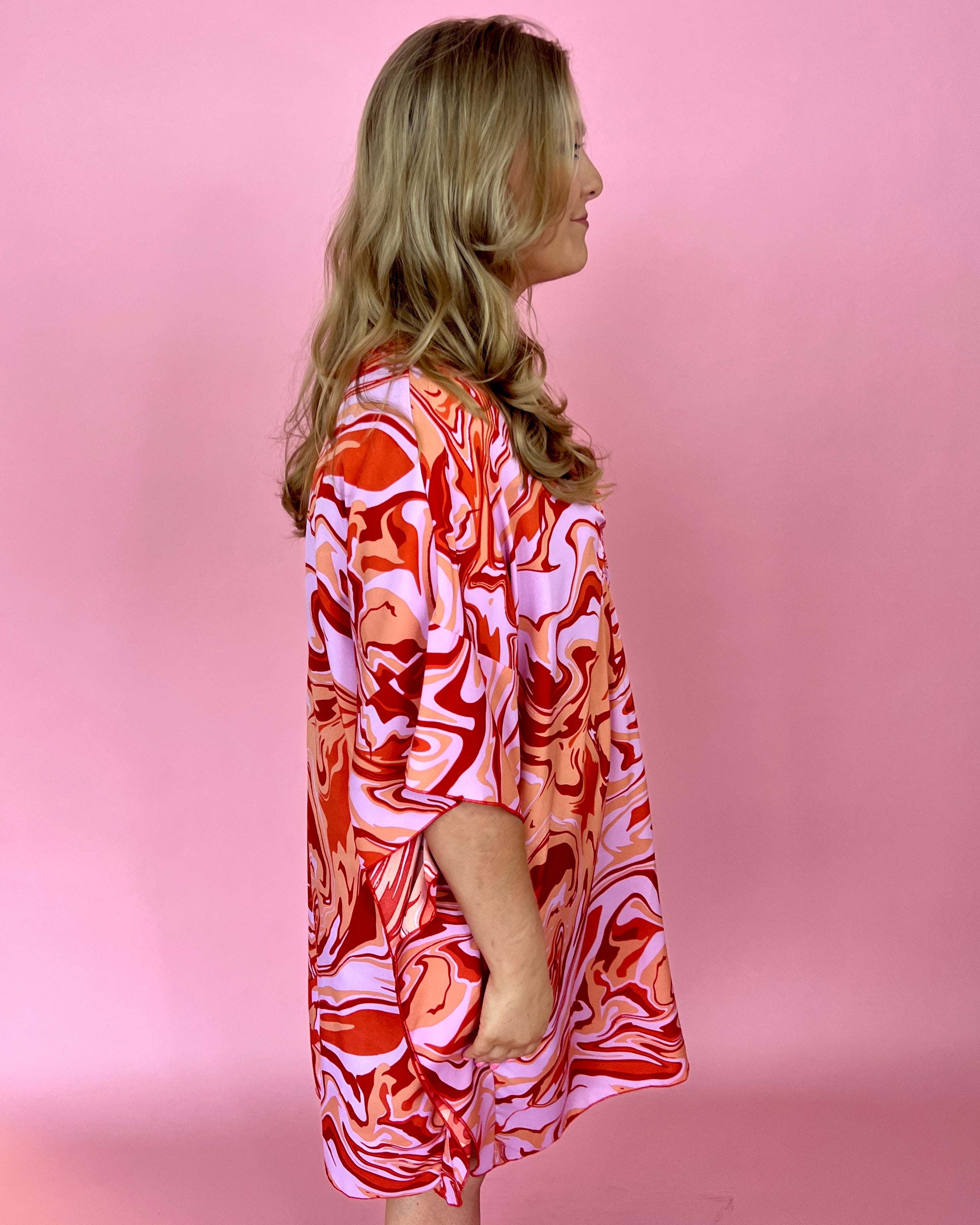 Tired Of Everything Red Plus Marble Batwing Dress-Shop-Womens-Boutique-Clothing