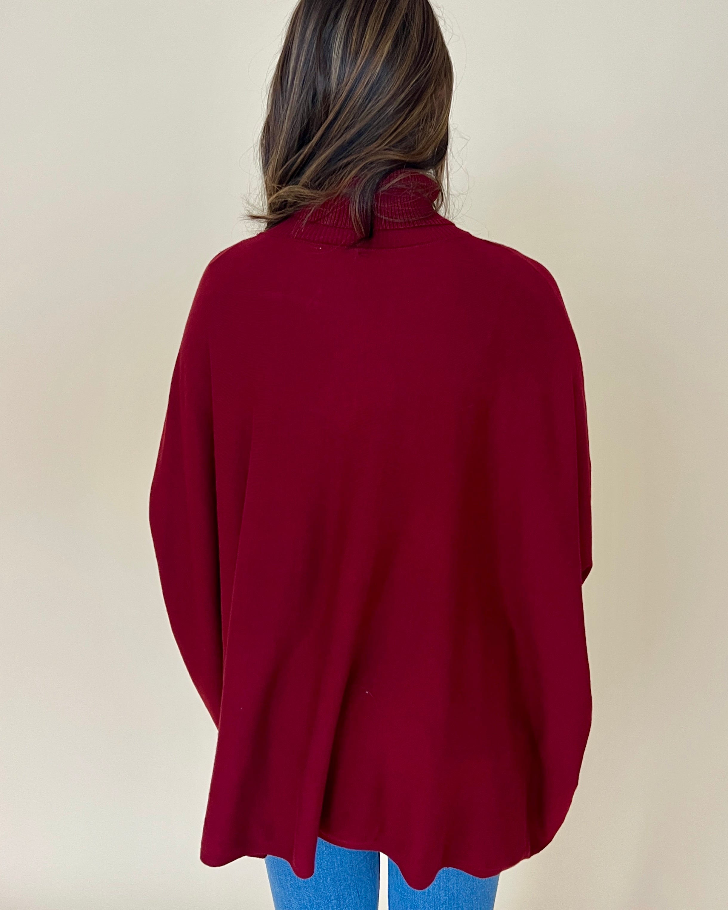 Lovely Chill Merlot Button Cuff Turtle Neck Top-Shop-Womens-Boutique-Clothing